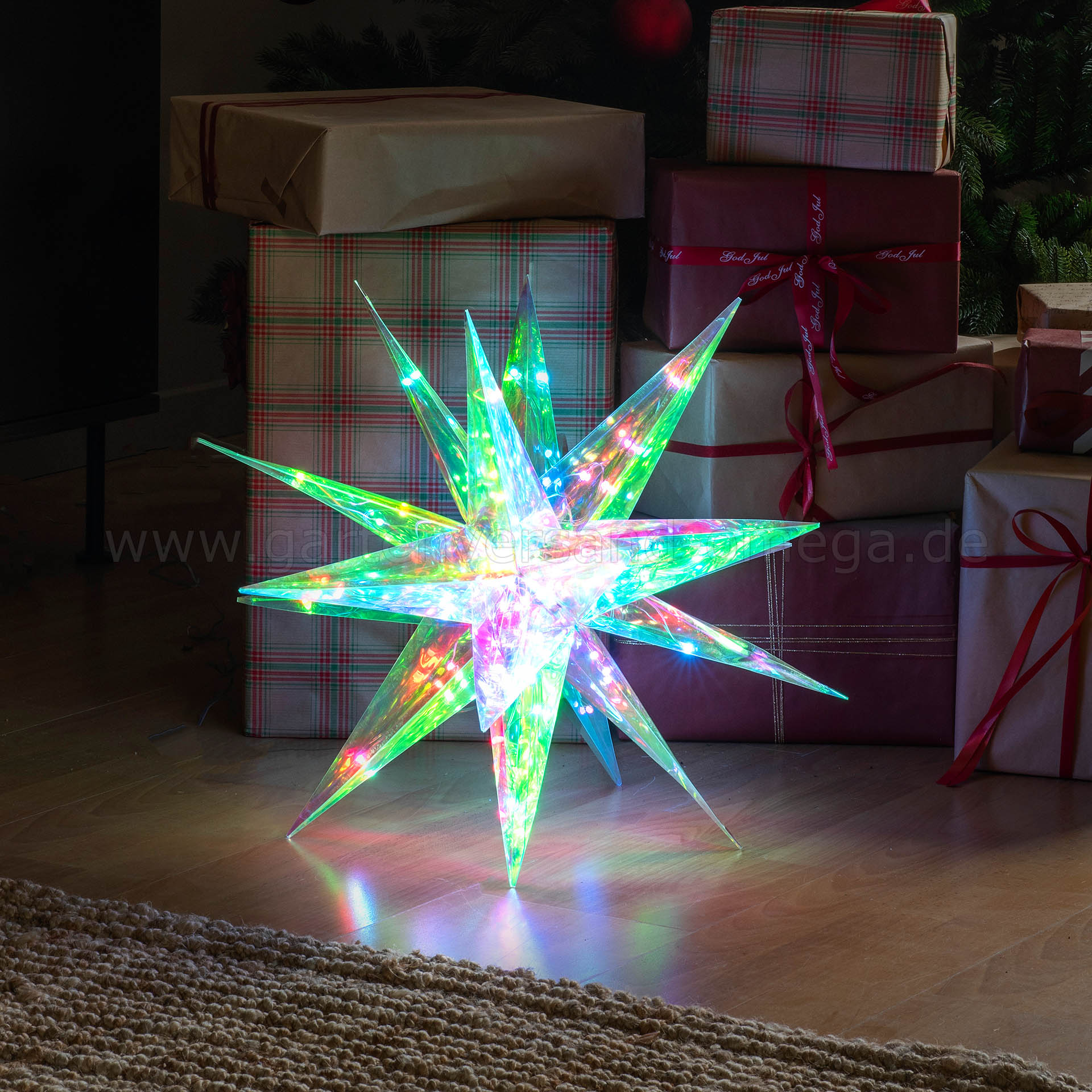 Gestaltungsidee Kristalloptik 3D Stern mit RGB-LEDs
