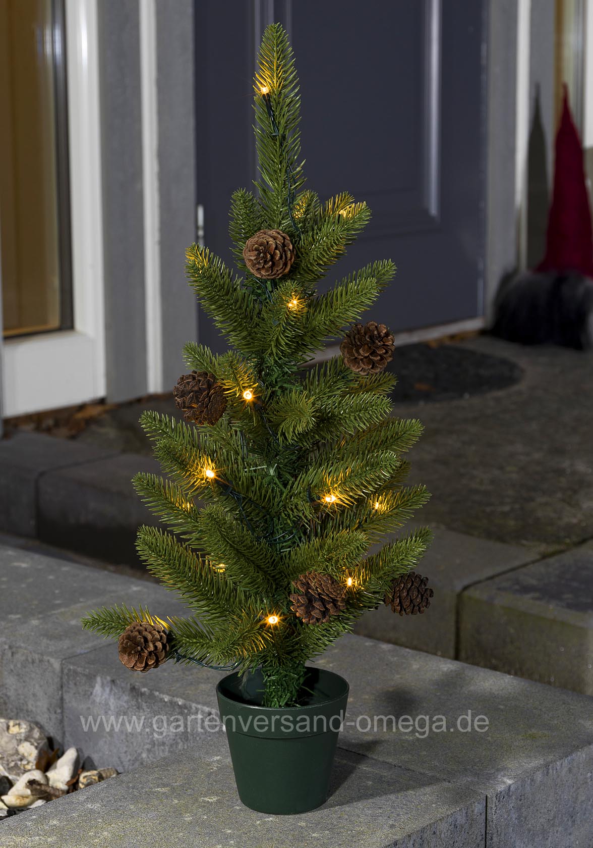 Batteriebetriebener LED-Weihnachtsbaum 60cm für Außen im Einsatz