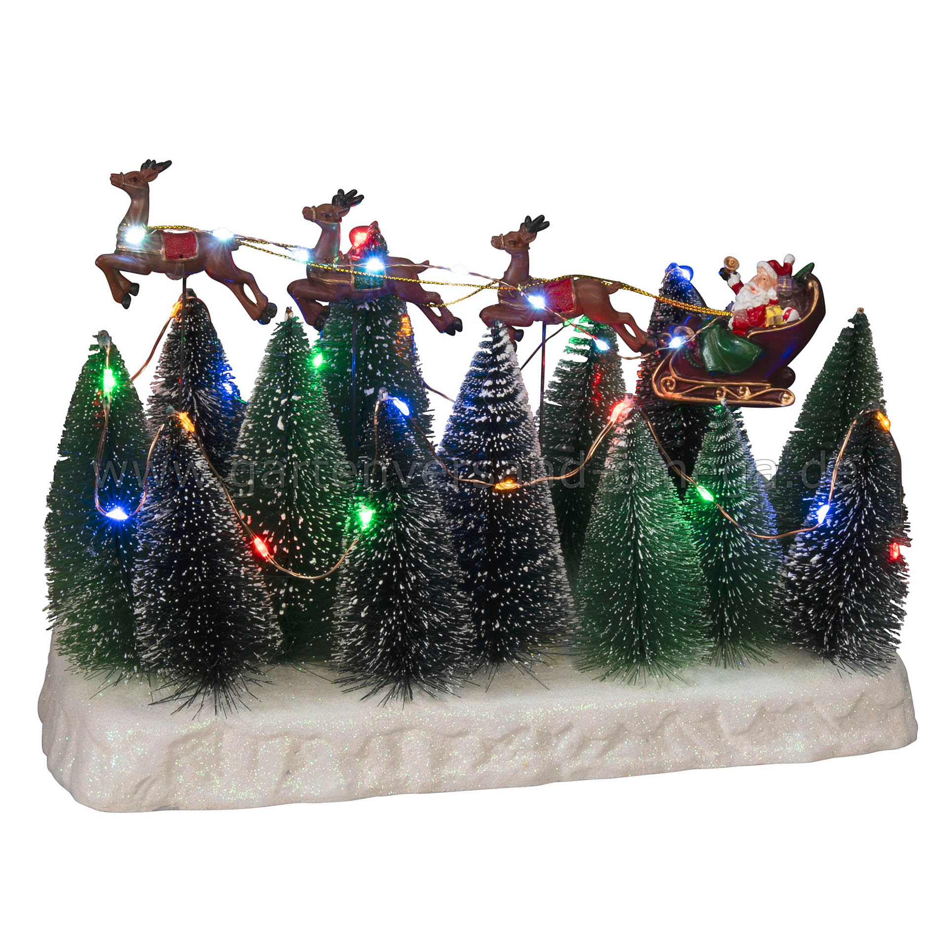 LED Szenerie Weihnachtsschlitten über Wald