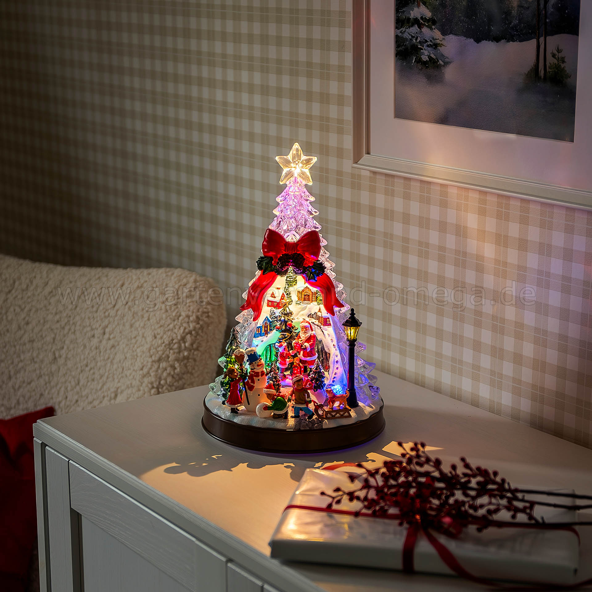 LED Szenerie Weihnachtsbaum mit Bewegung Musik und Timer - LED Szenerie beweglich