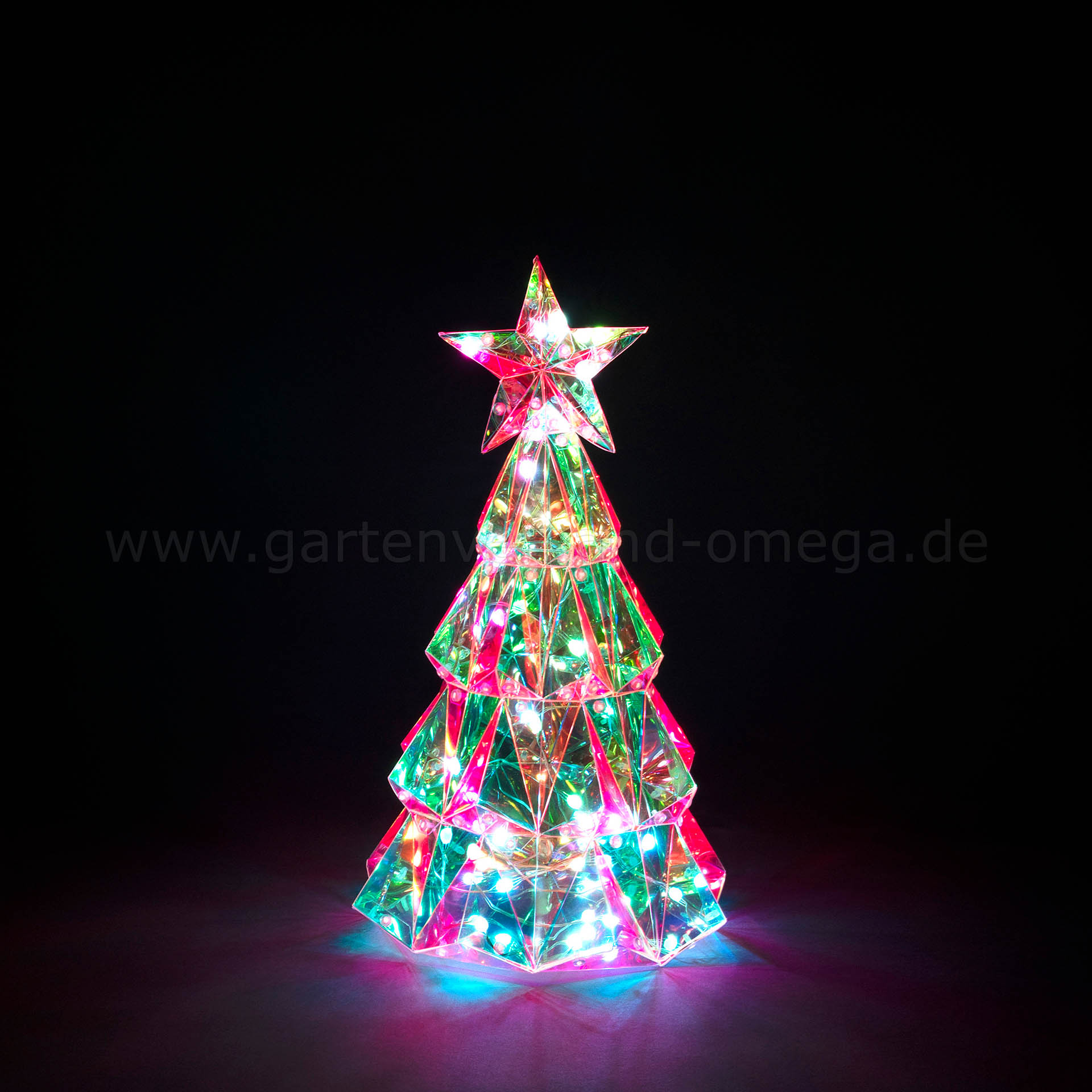 Kristalloptik 3D Weihnachtsbaum mit RGB-LEDs im Einsatz