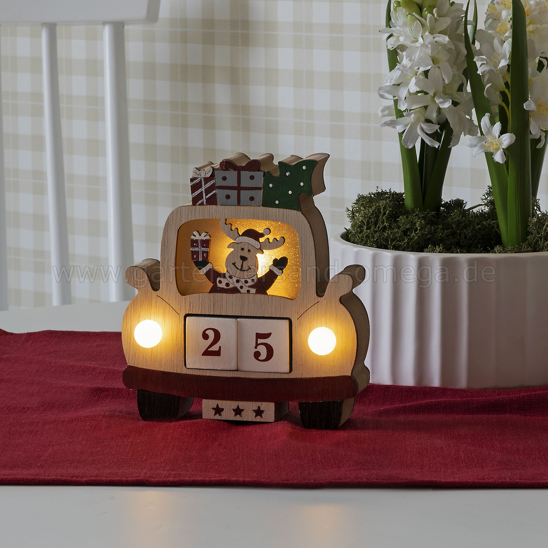 Gestaltungsidee LED-Holzsilhouette Rentier im Auto