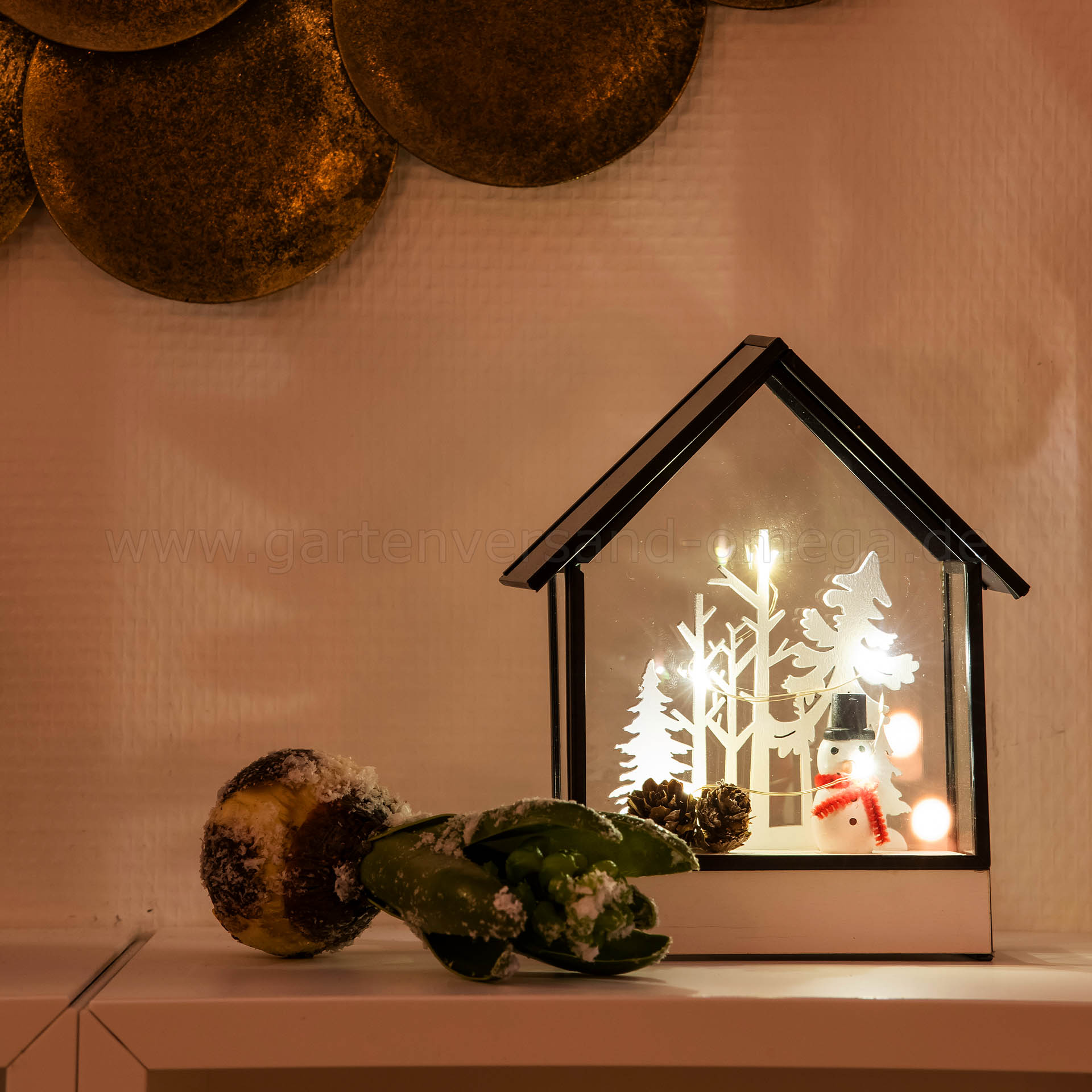 Anwendungsbeispiel LED-Glashaus Winterlandschaft Schneemann