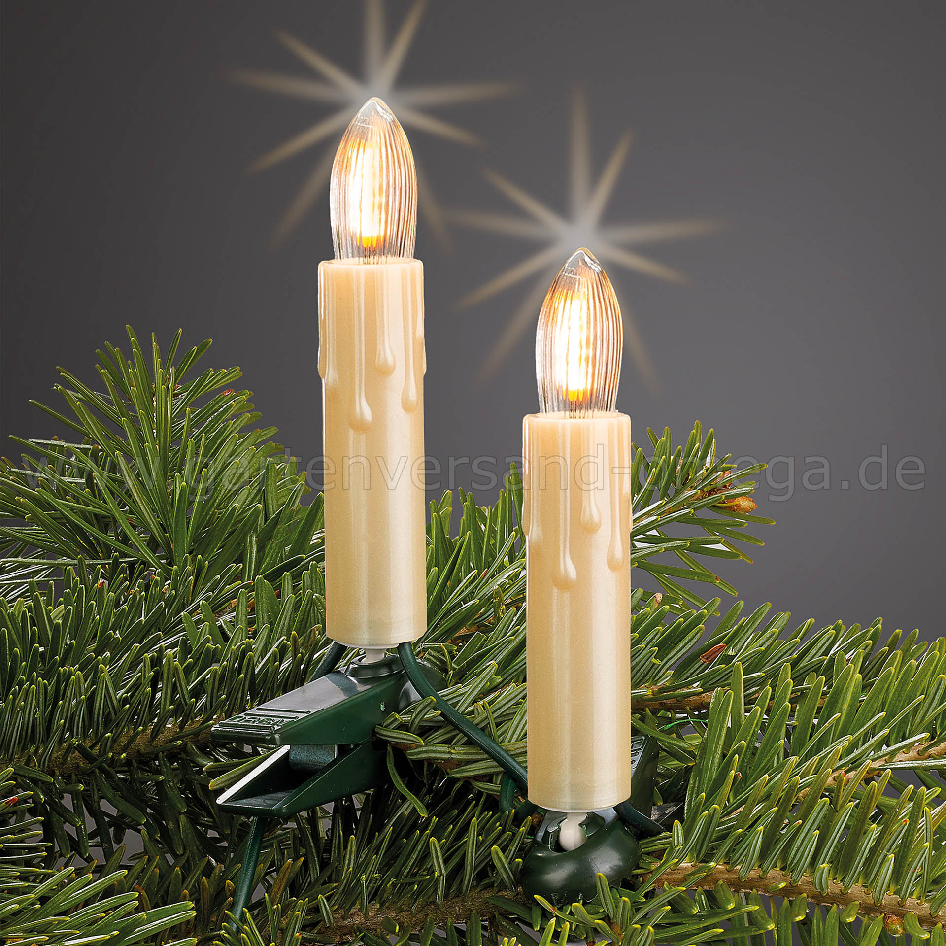 LED Filament Riffelkerzen-Lichterkette Perlelfenbein
