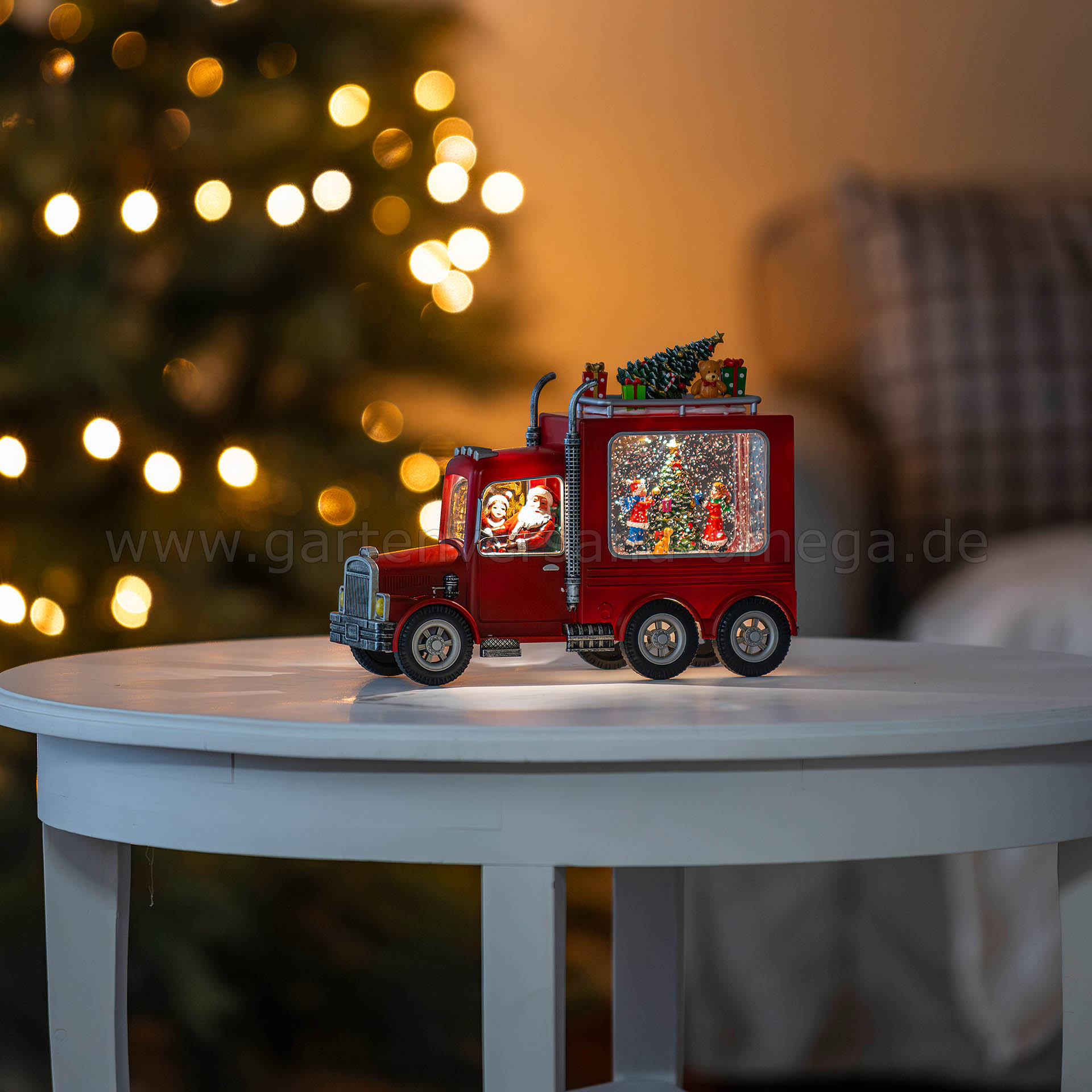 Anwendungsbeispiel LED-Wasserlaterne Weihnachtsmann im Truck