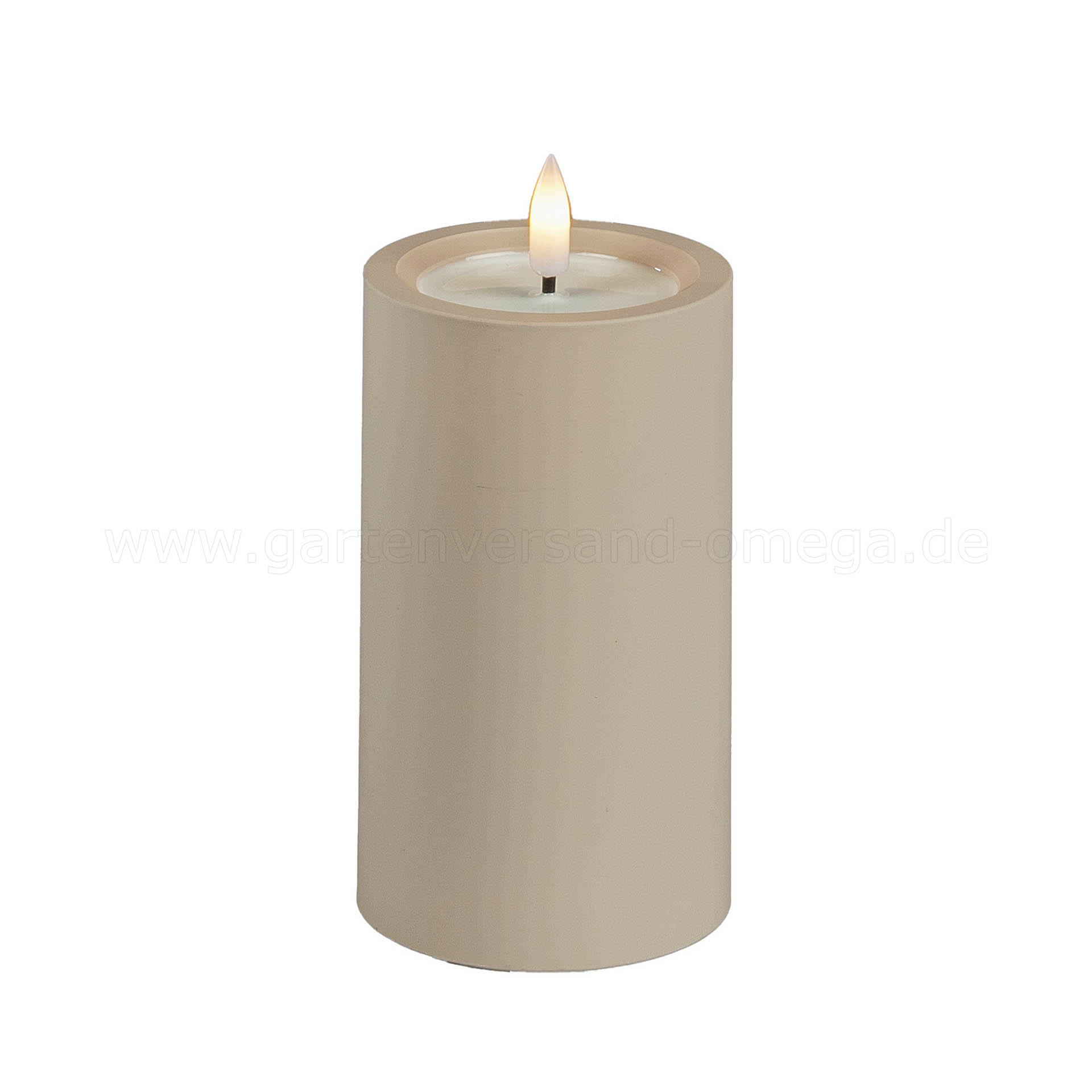 LED-Kerze für Außen aus Kunststoff Mattbeige 12,5cm