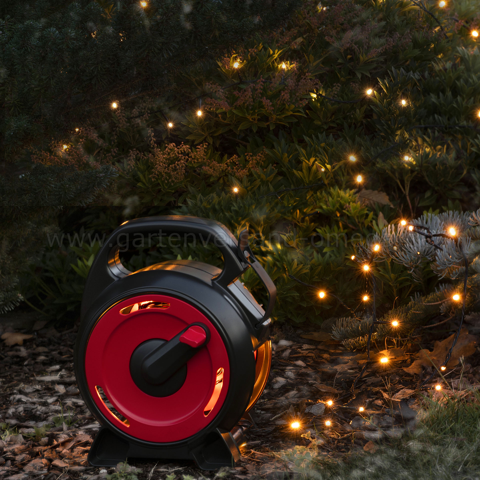 LED-Lichterkette mit Kabelaufroller Bernsteinfarben im Einsatz