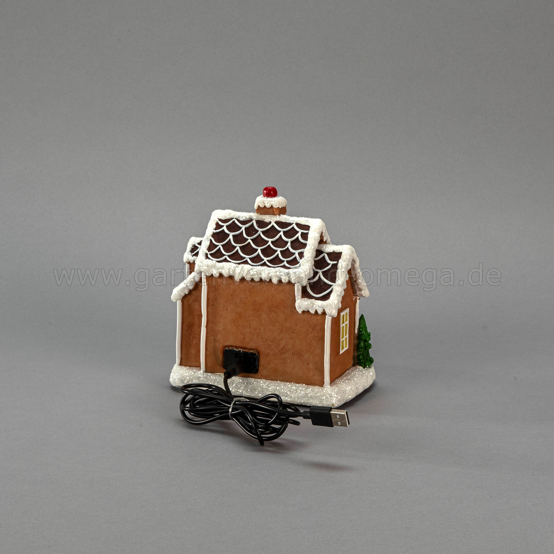 Das LED-Weihnachtsdeko Mini-Lebkuchenhaus mit USB-Kabel