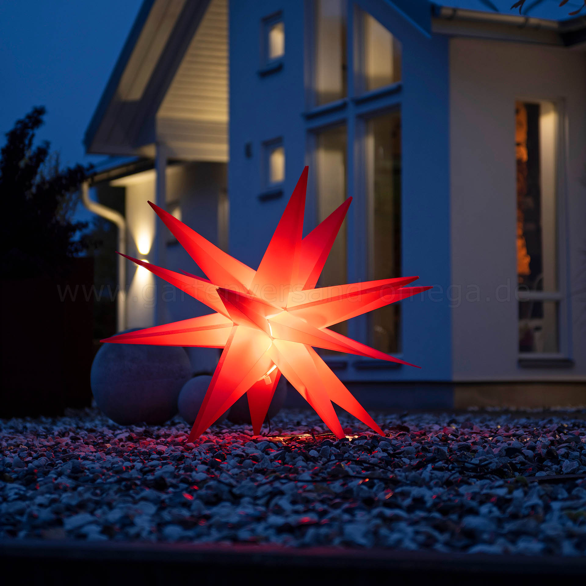 Anwendungsbeispiel 3D LED-Kunststoffstern Rot 100cm