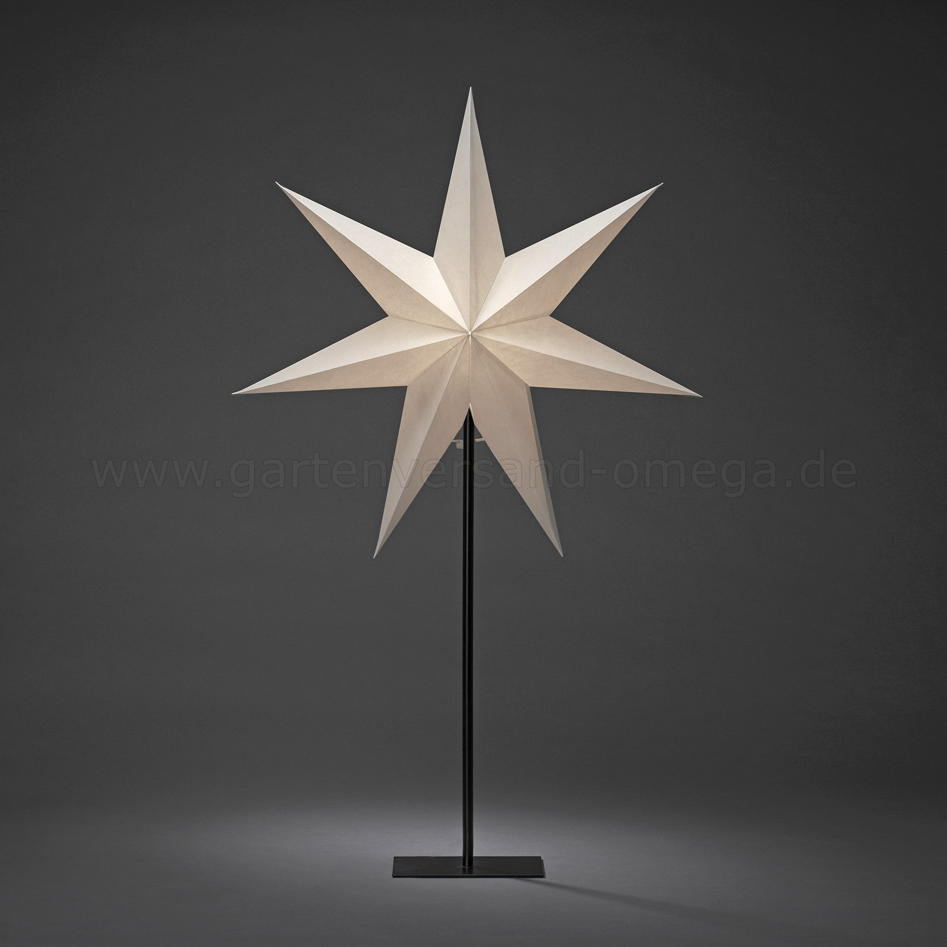Papierstern Weiß mit Metallstandfuß 80cm
