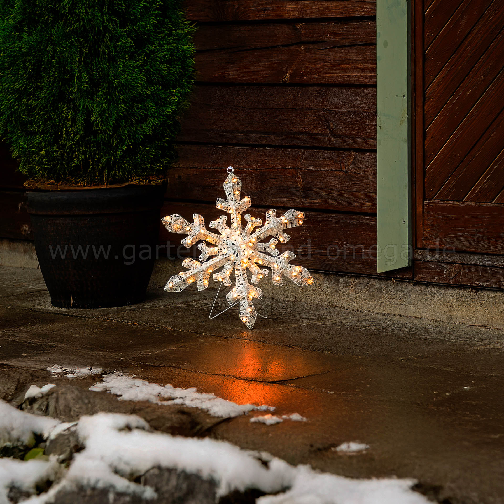LED Schneeflocke dimmbar für Außen zum Stellen und Hängen - Weihnachtsdeko Garten beleuchtet