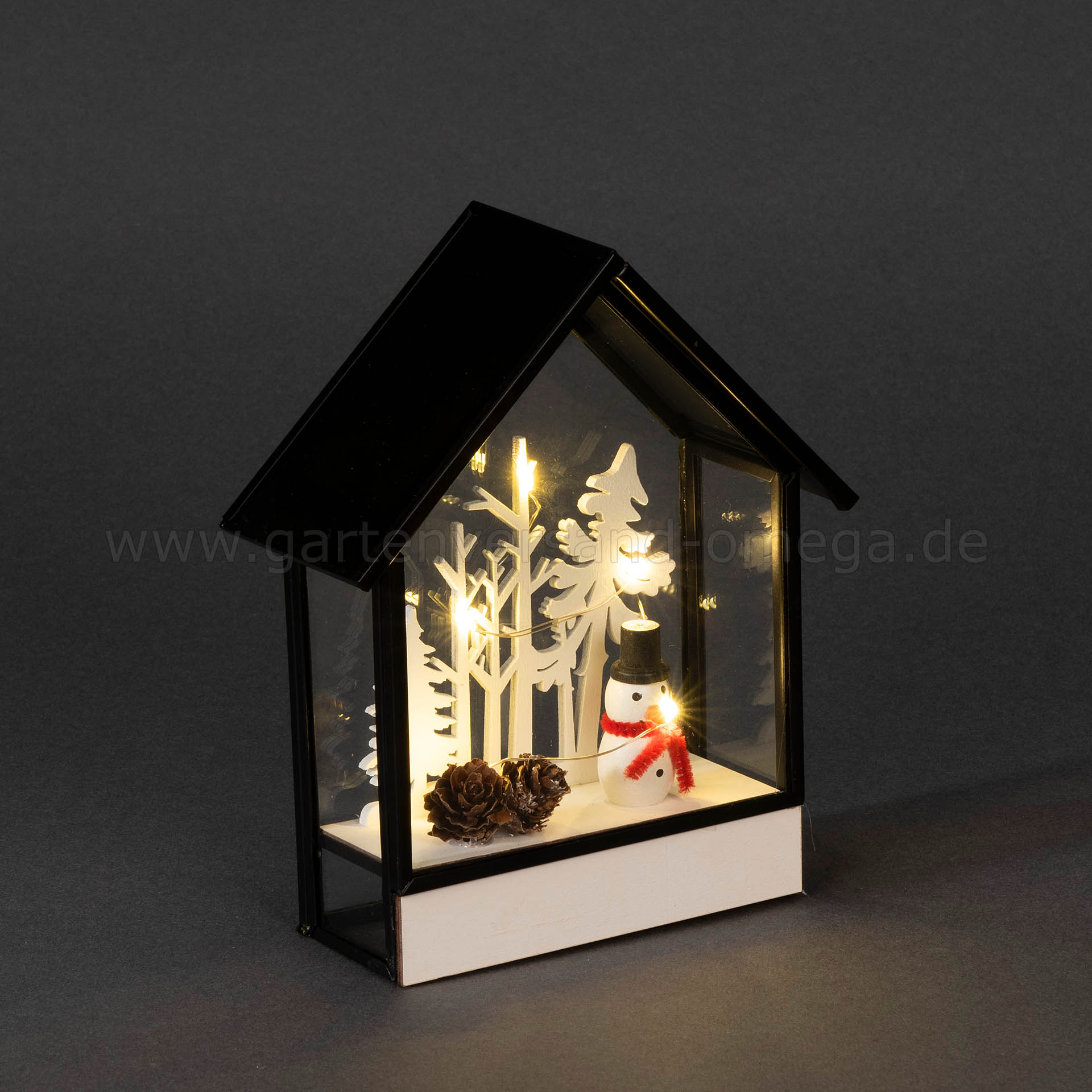 LED-Glashaus Winterlandschaft Schneemann