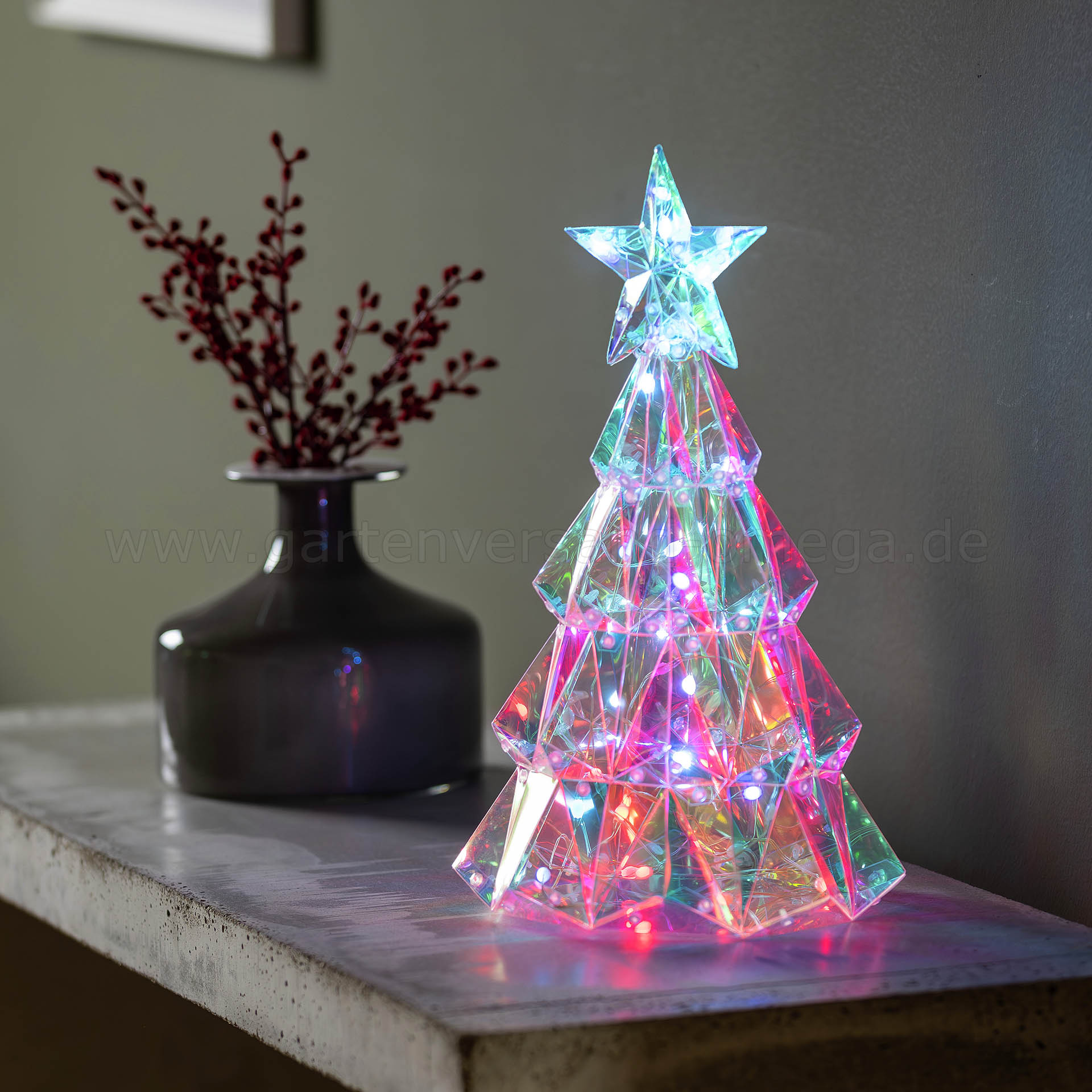 Anwendungsbeispiel Kristalloptik 3D Weihnachtsbaum mit RGB-LEDs