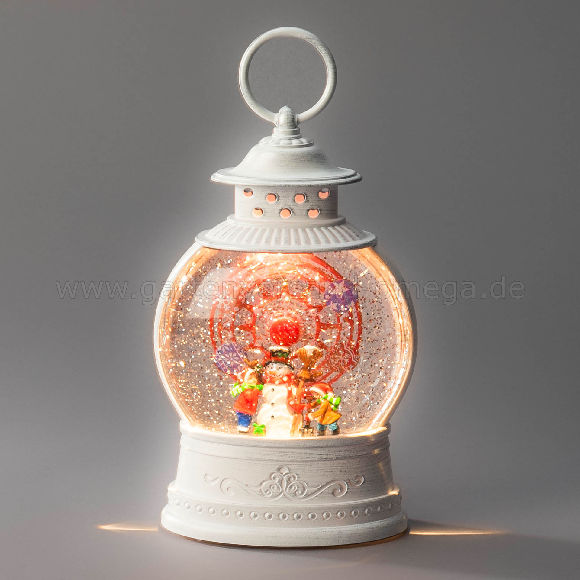LED Wasserlaterne Schneemann mit Riesenrad rotierend - Wasserlaterne Glitzerwirbel