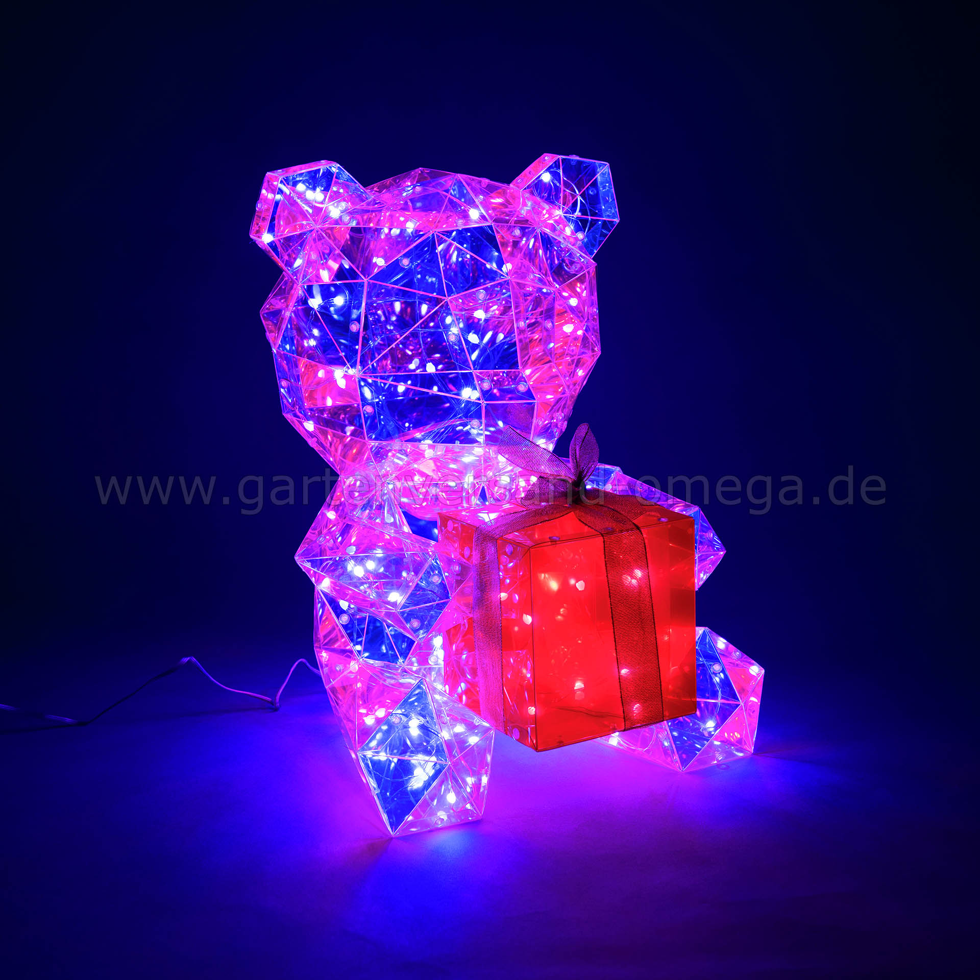Kristalloptik 3D Bär mit RGB-LEDs mit verschiedenen Lichteffekten