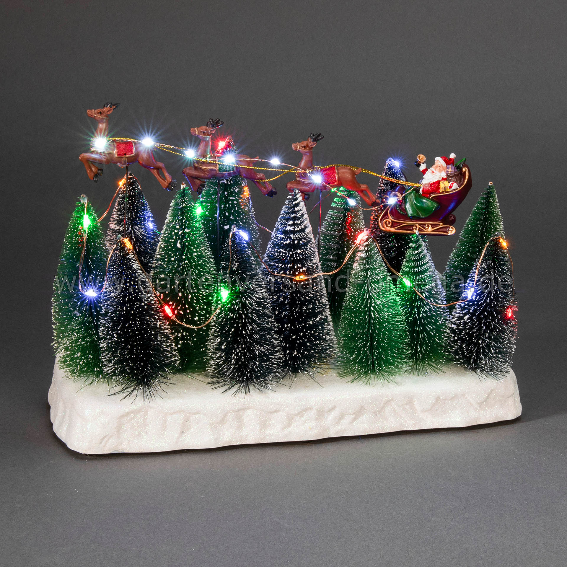 LED Szenerie Weihnachtsschlitten über Wald