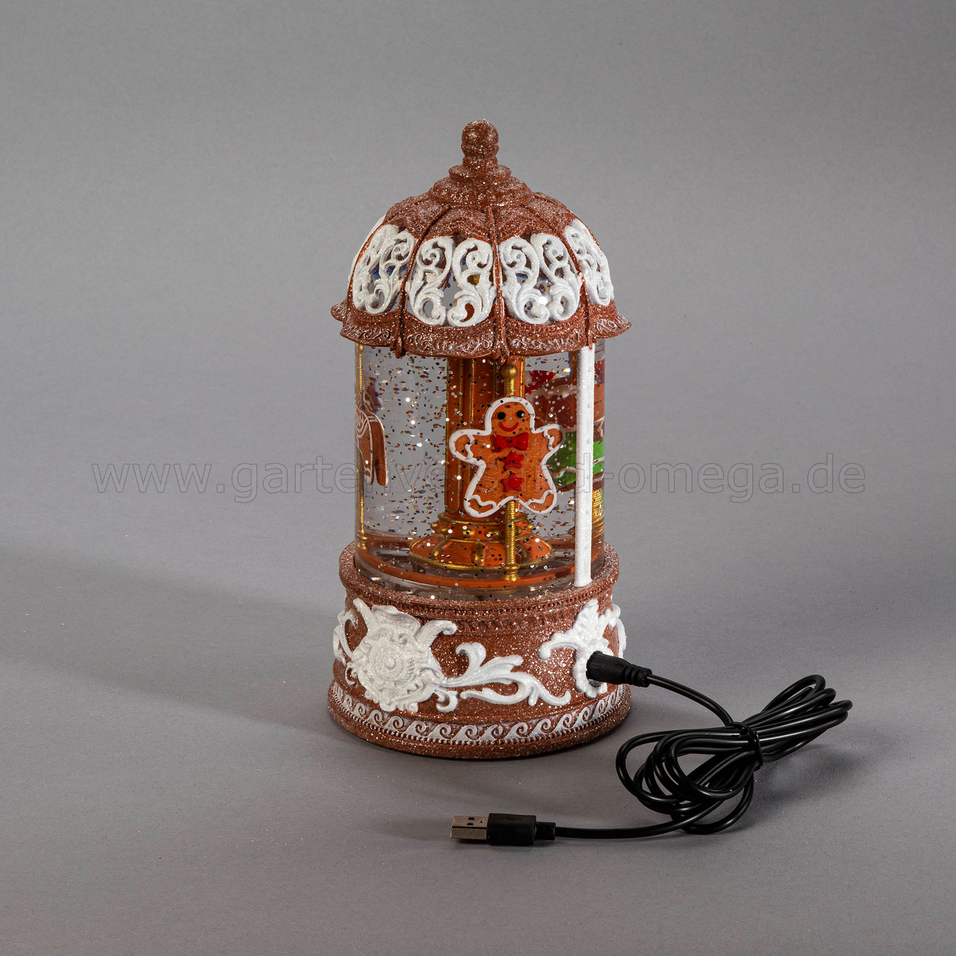 Die LED-Wasserlaterne Lebkuchenfiguren-Karussell mit USB-Anschluss