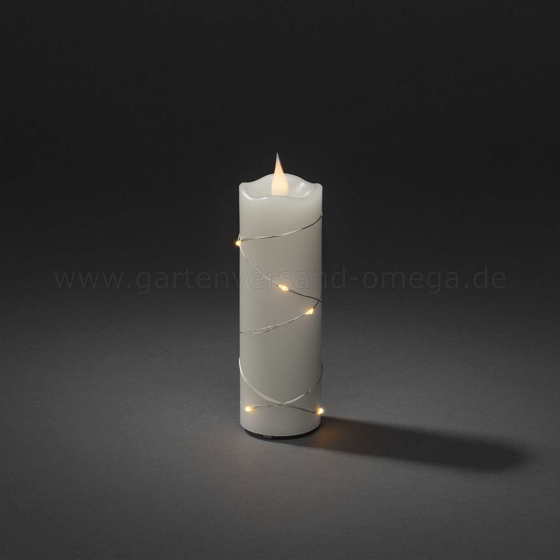 LED-Echtwachskerze mit silberfarbenem Draht und 3D-Flamme 15,2cm