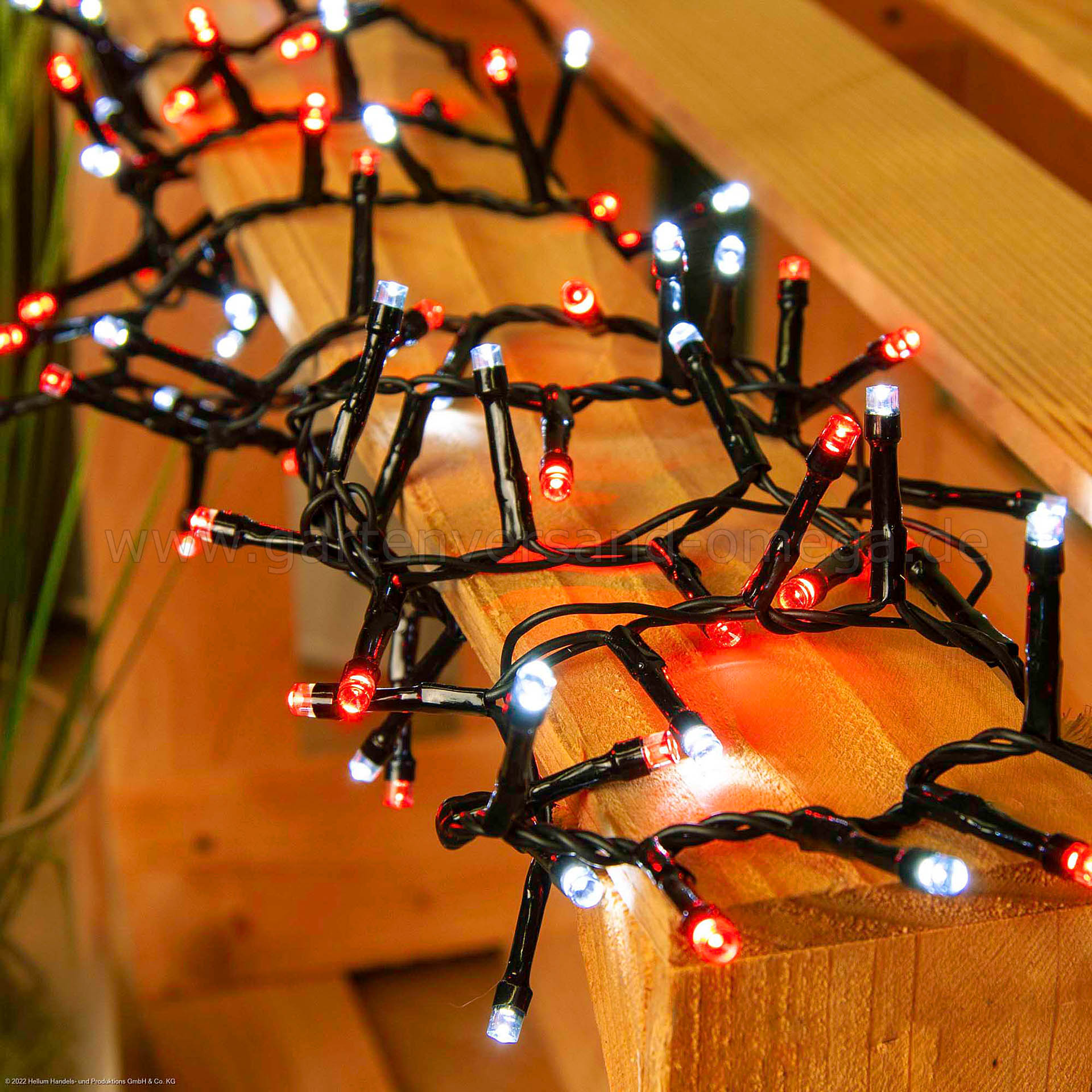 Cluster-Lichterkette Rot-Weiß 100 LED