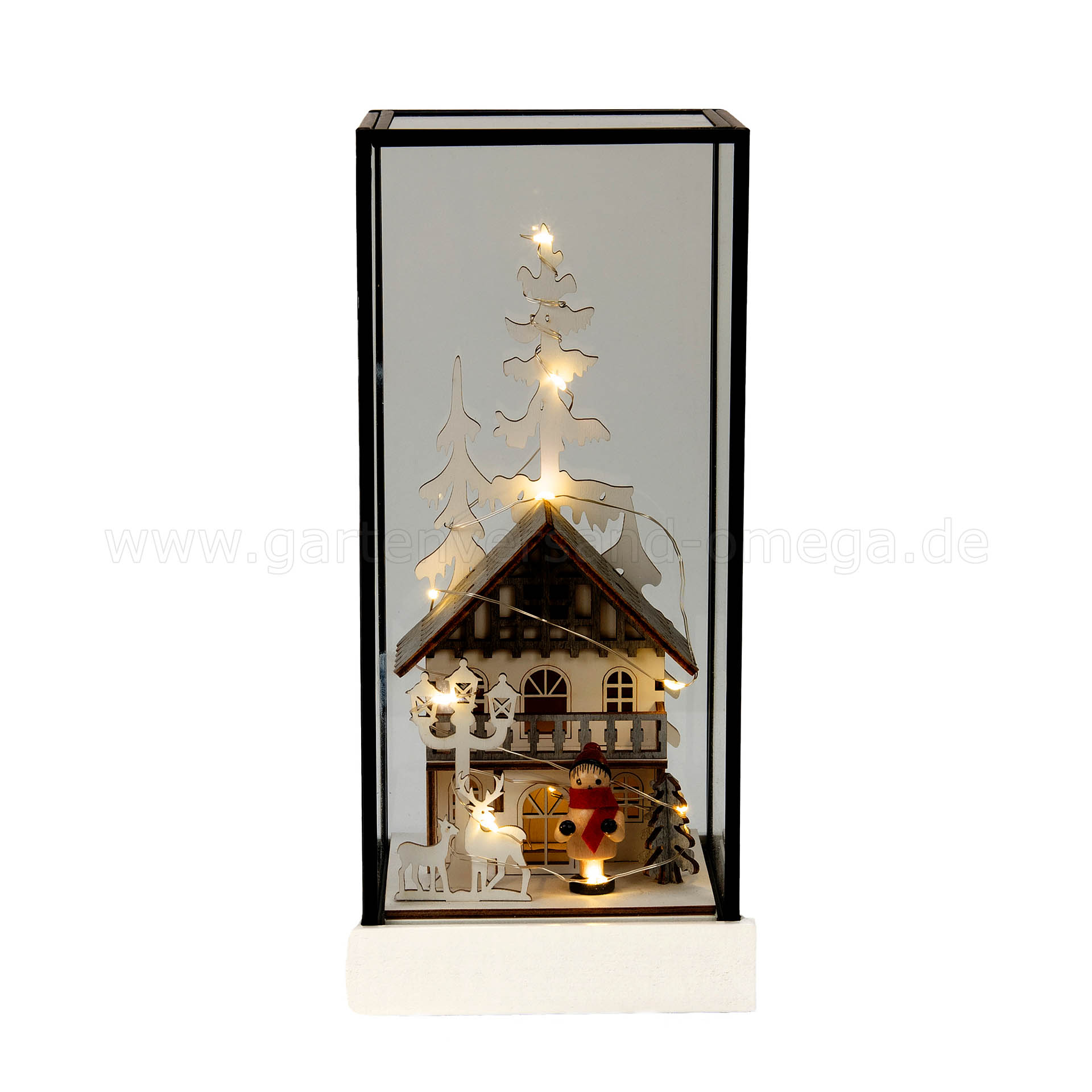 LED-Glaslaterne Winterhaus