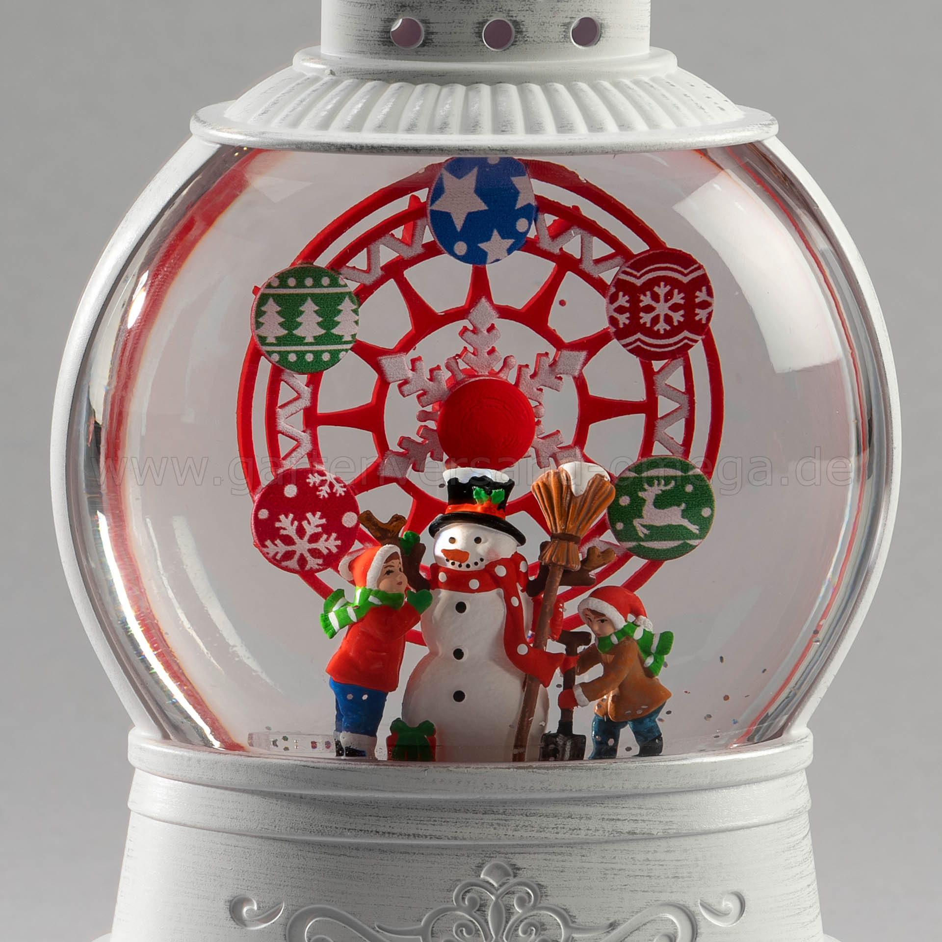 Motiv im Detail von LED Wasserlaterne Schneemann mit Riesenrad rotierend