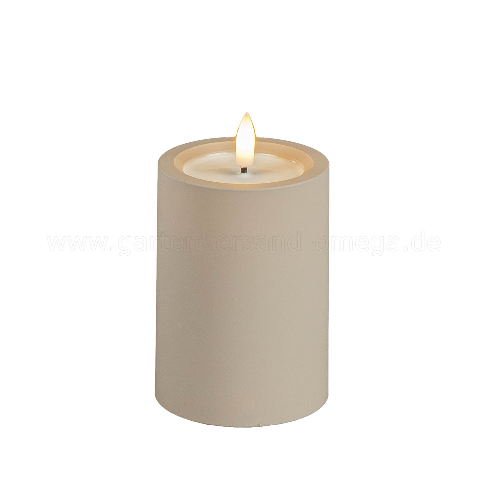 LED-Kerze für Außen aus Kunststoff Mattbeige 10cm
