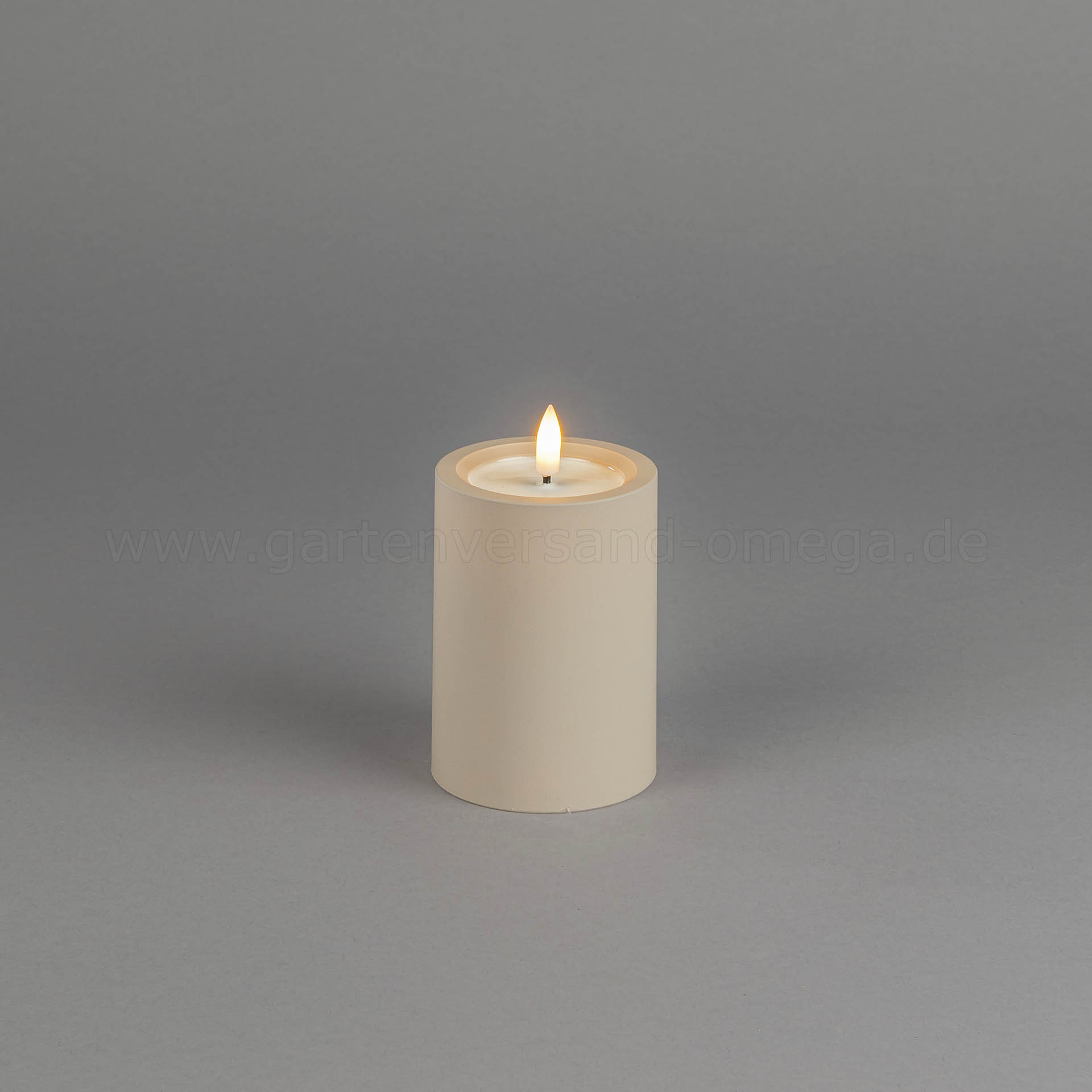 LED-Kerze für Außen aus Kunststoff Mattbeige 10cm