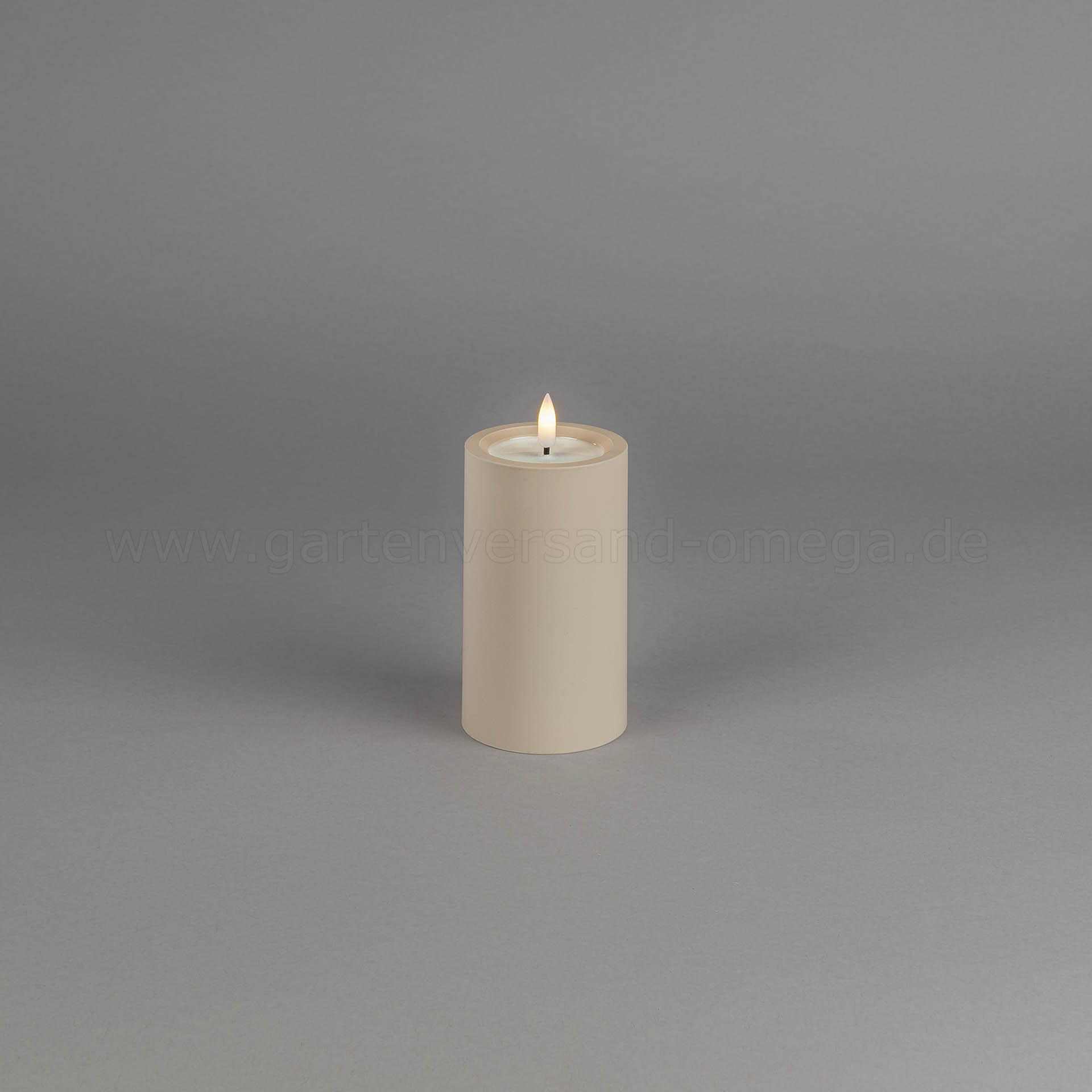 LED-Kerze für Außen aus Kunststoff Mattbeige 12,5cm