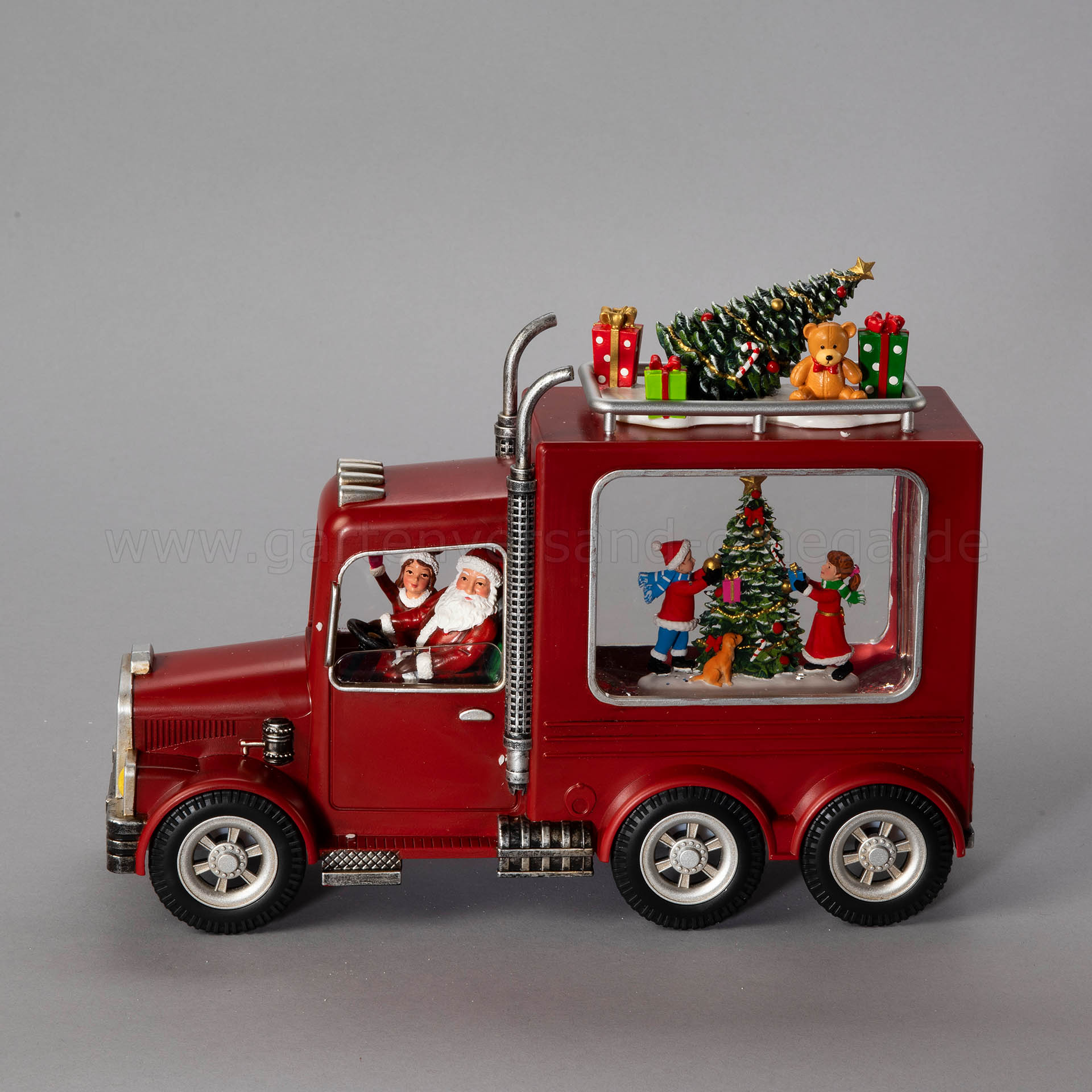 Motiv im Detail von LED-Wasserlaterne Weihnachtsmann im Truck