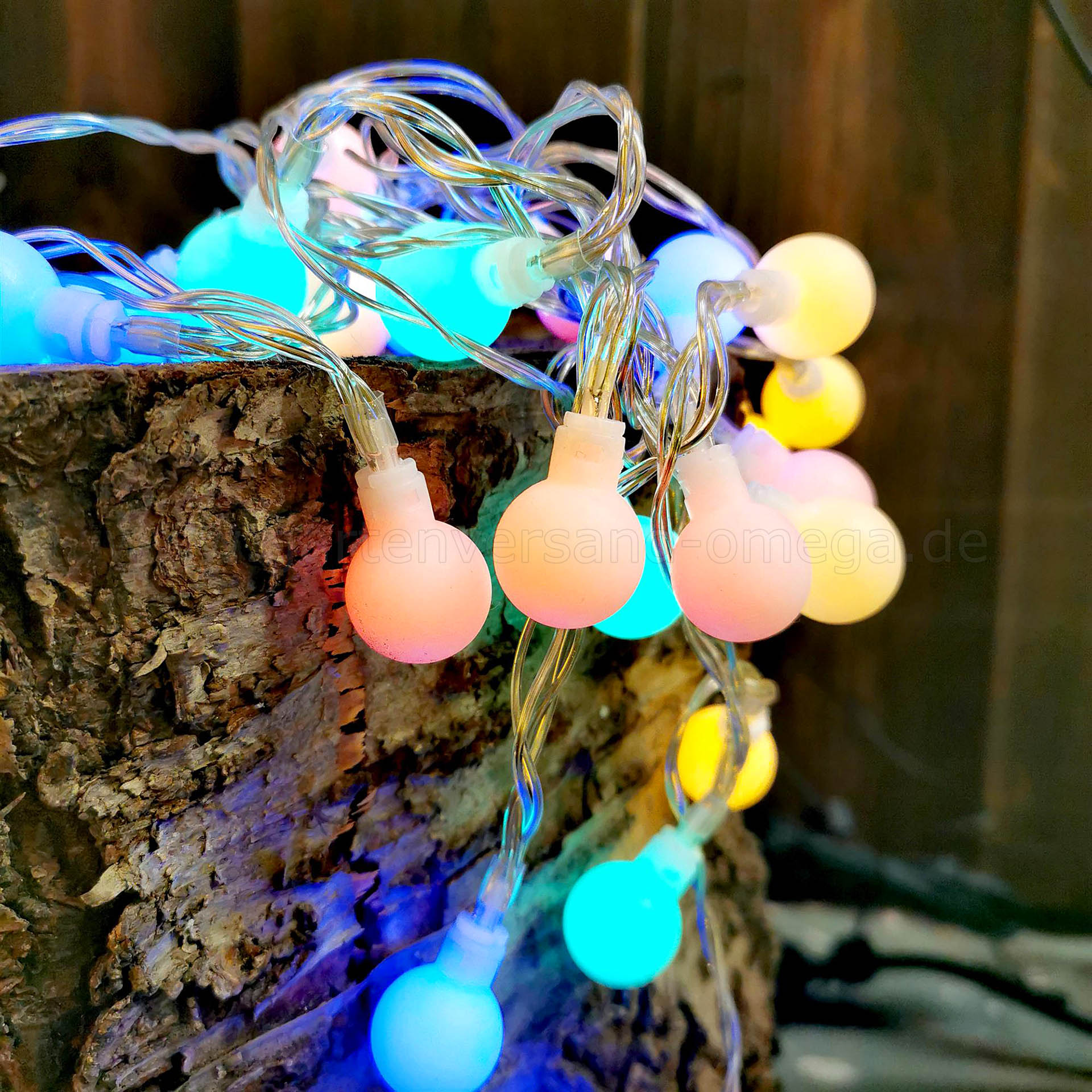 LED-Kugellichterkette bunt mit Fernbedienung und 8 Funktionen