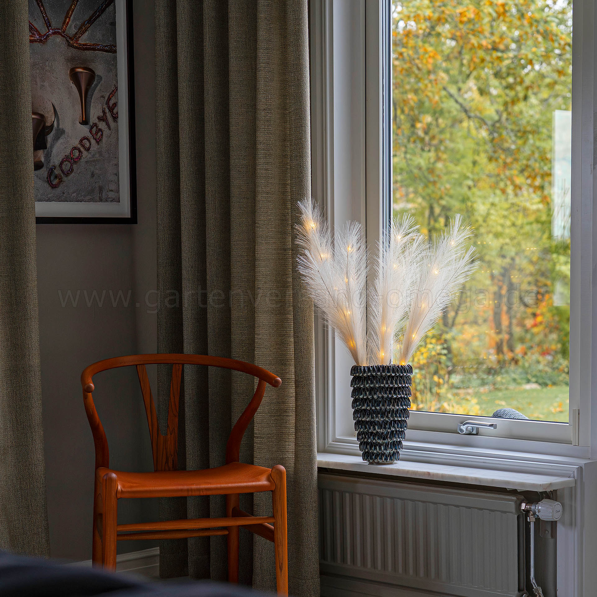 LED-Deko Pampasgras Weiß - LED Zweige für Vase
