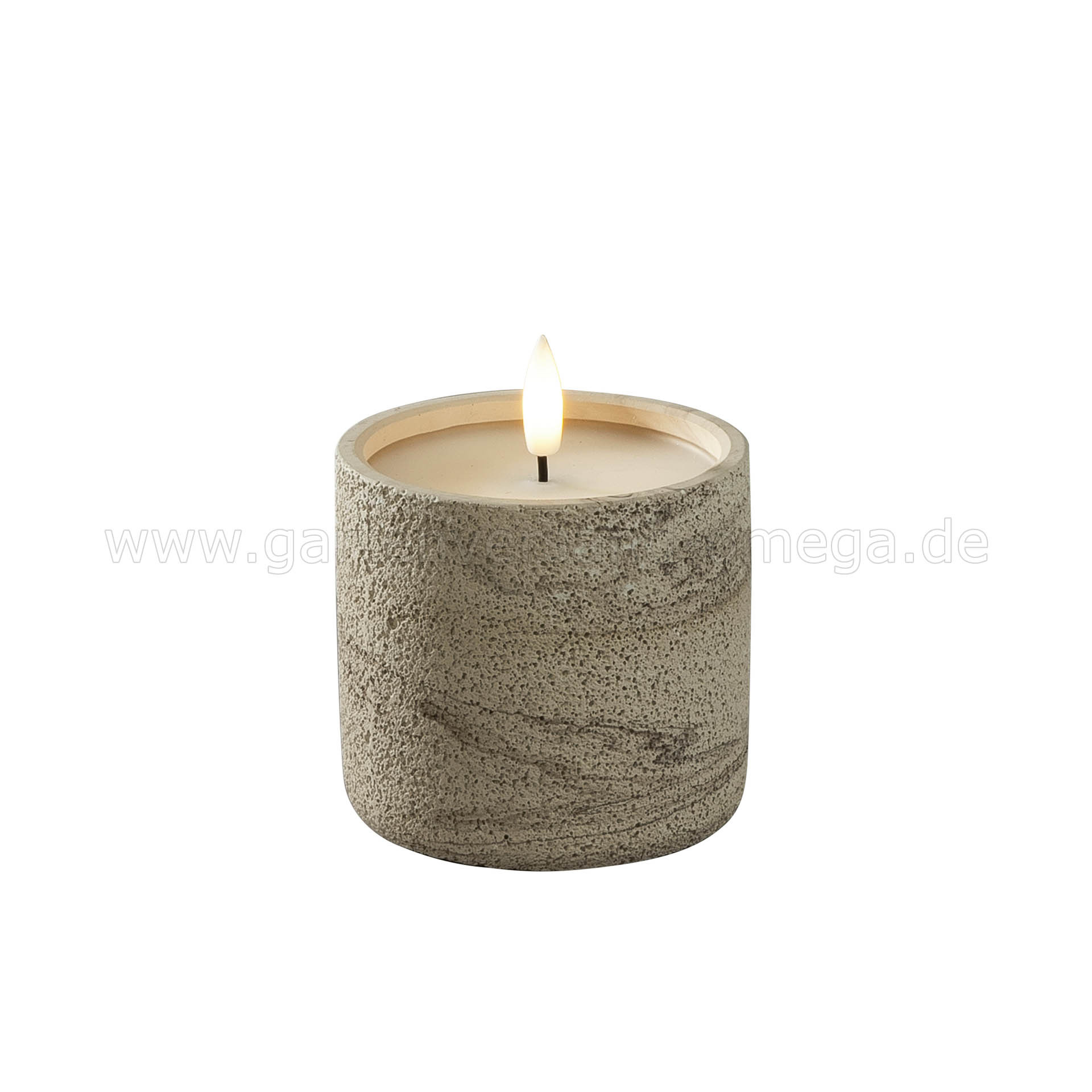 LED Kerze Betonoptik Beige mit Timer 8cm
