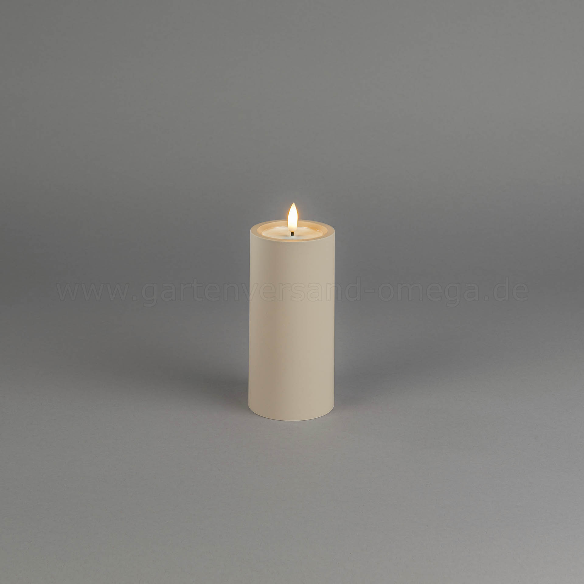 LED-Kerze für Außen aus Kunststoff Mattbeige 15cm