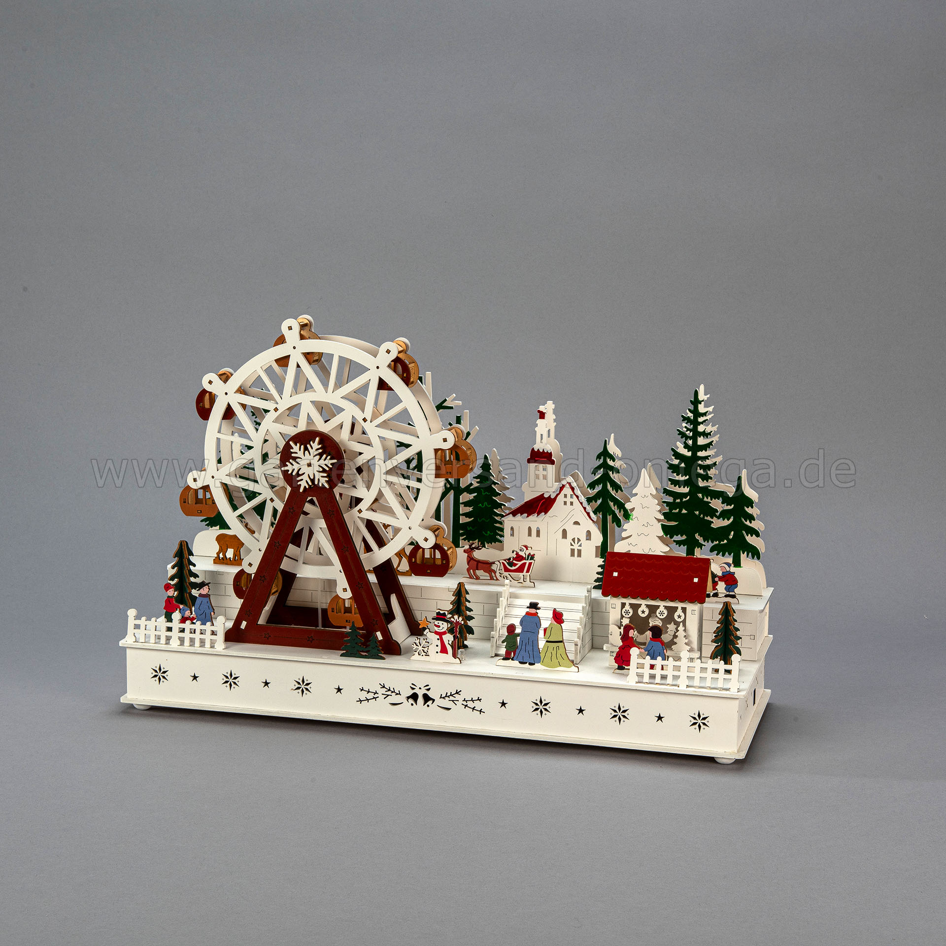 LED Holzdekoration Weihnachtsmarkt mit Riesenrad