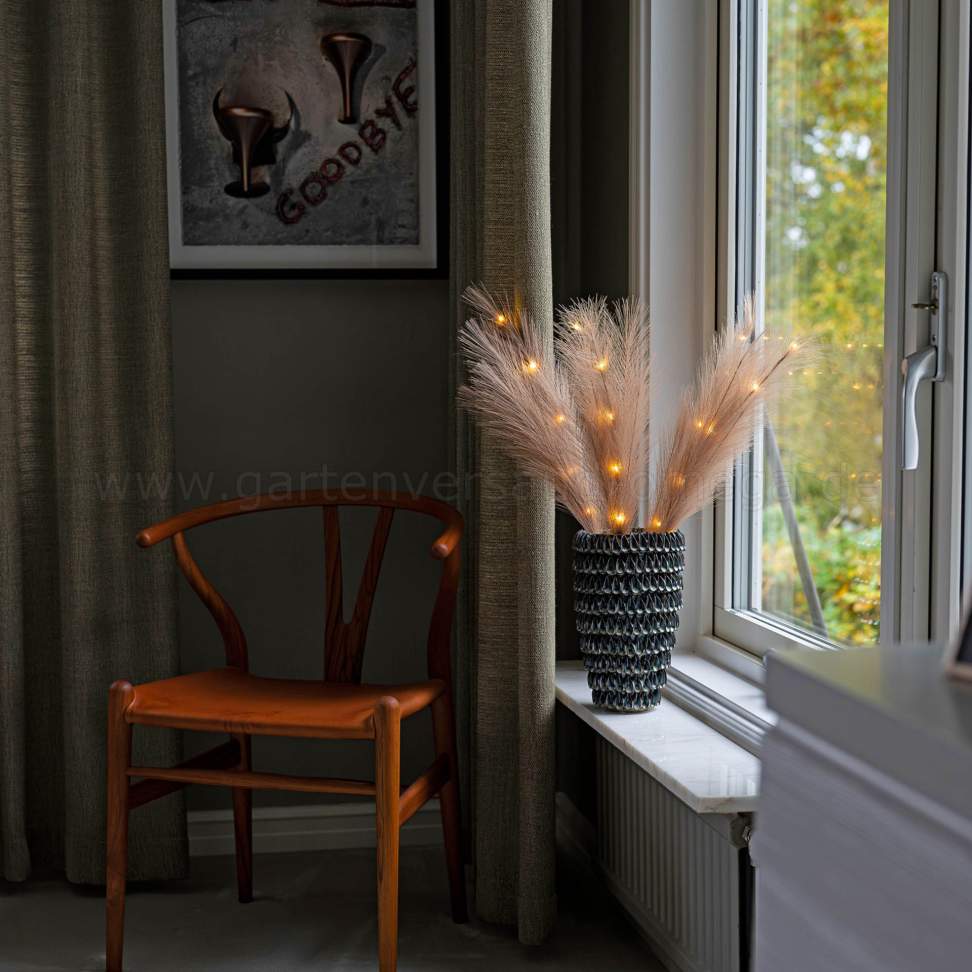 LED-Deko Pampasgras Beige - Trockenblumen Optik LED