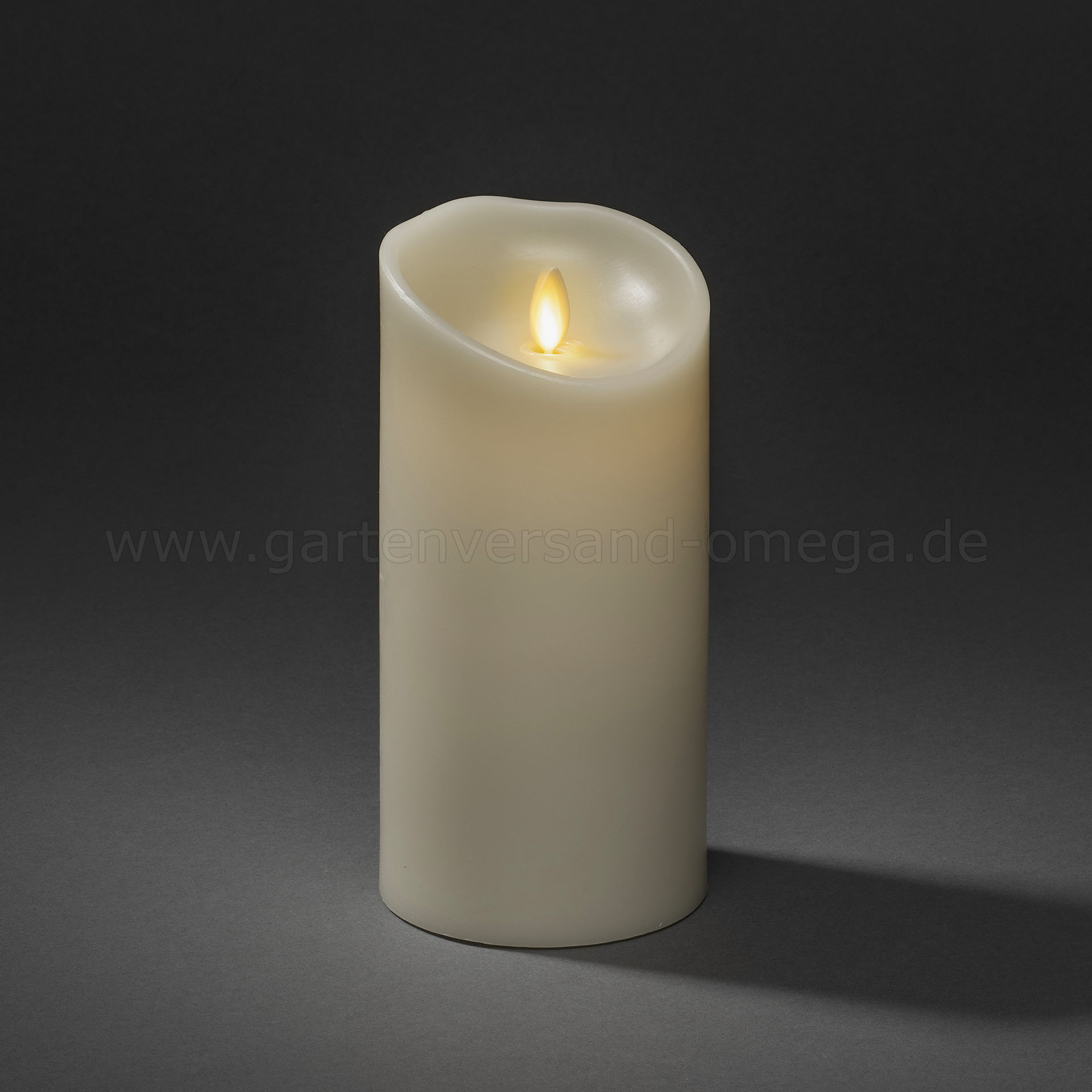 LED-Echtwachskerze Breit cremeweiß mit geschmolzener Kante 17,7cm