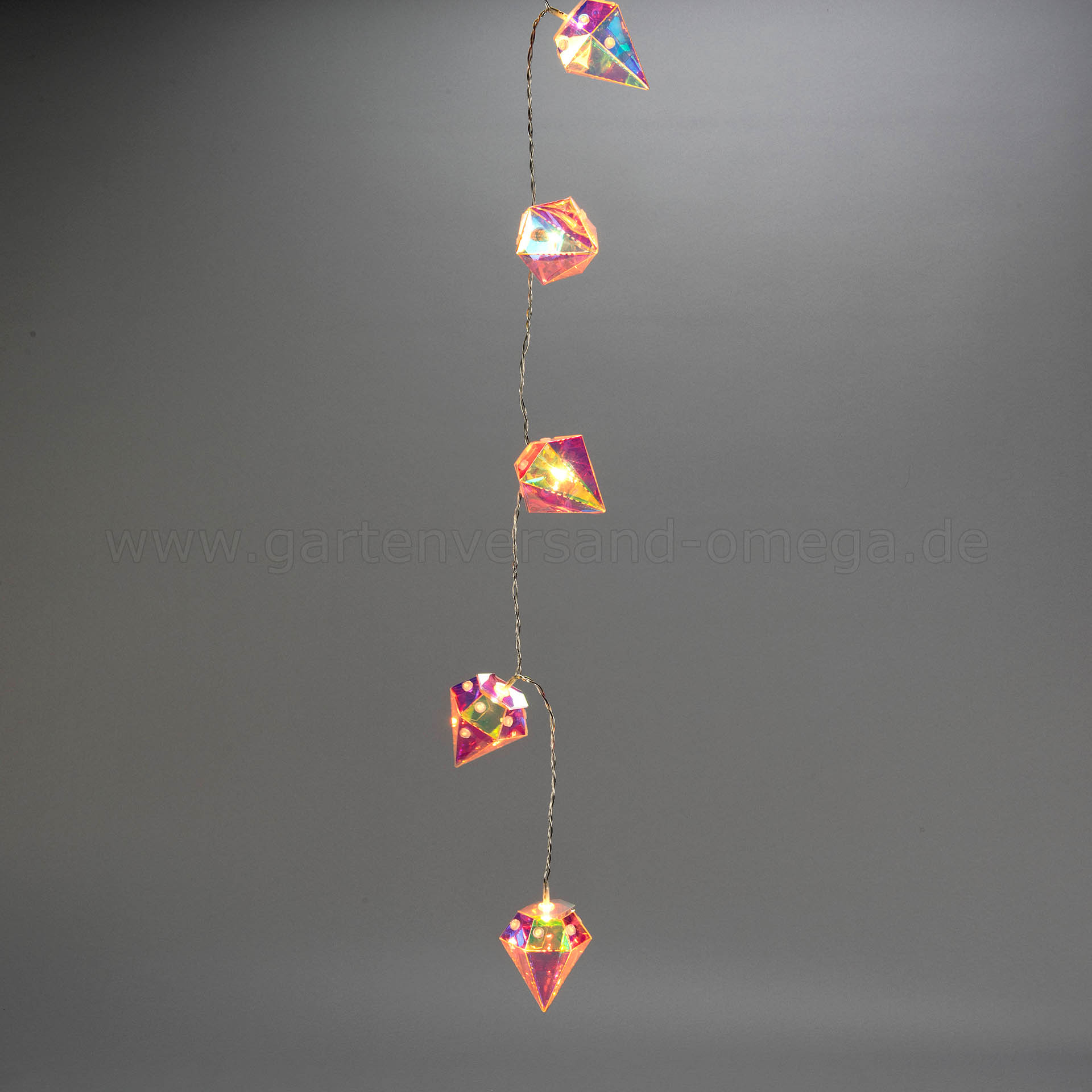 Dekolichterkette mit Diamantformen in Kristalloptik