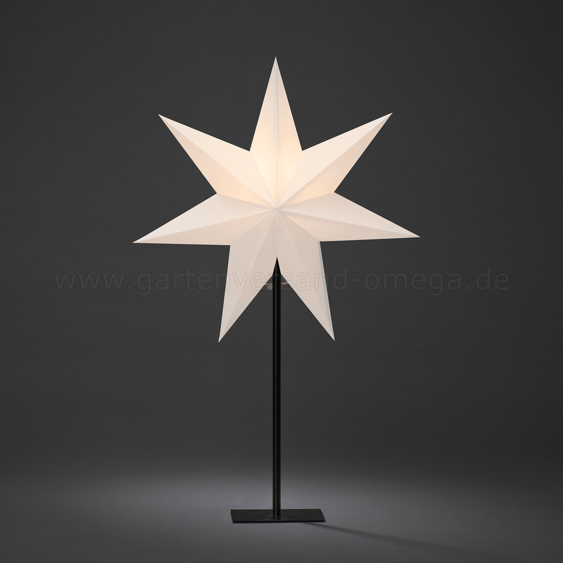 Papierstern Weiß mit Metallstandfuß 65cm