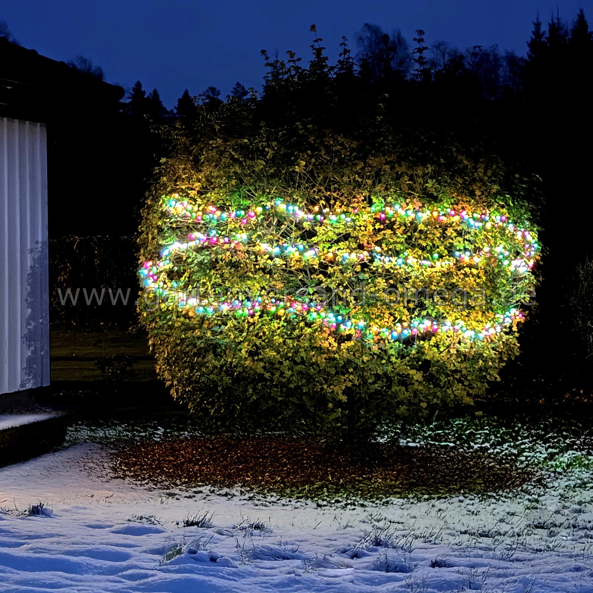 Anwendungsbeispiel LED Compactlights-Lichterkette Pastellfarben für Außen