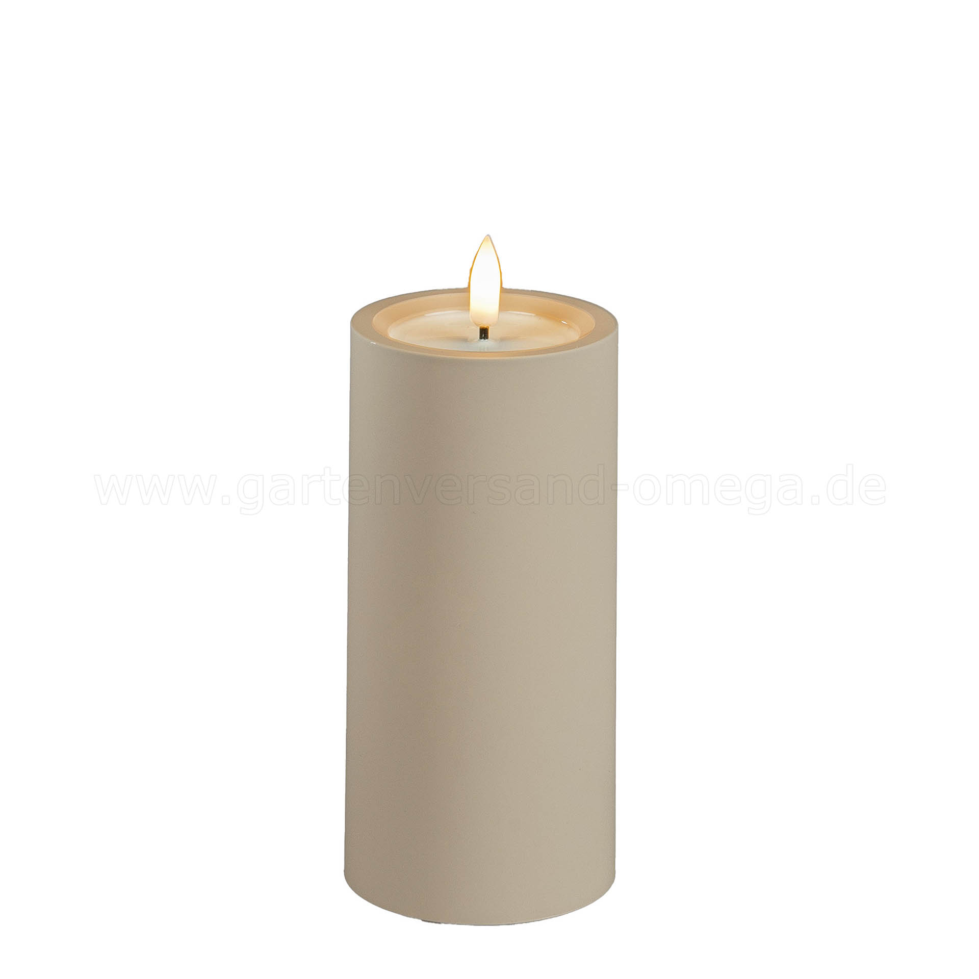 LED-Kerze für Außen aus Kunststoff Mattbeige 15cm