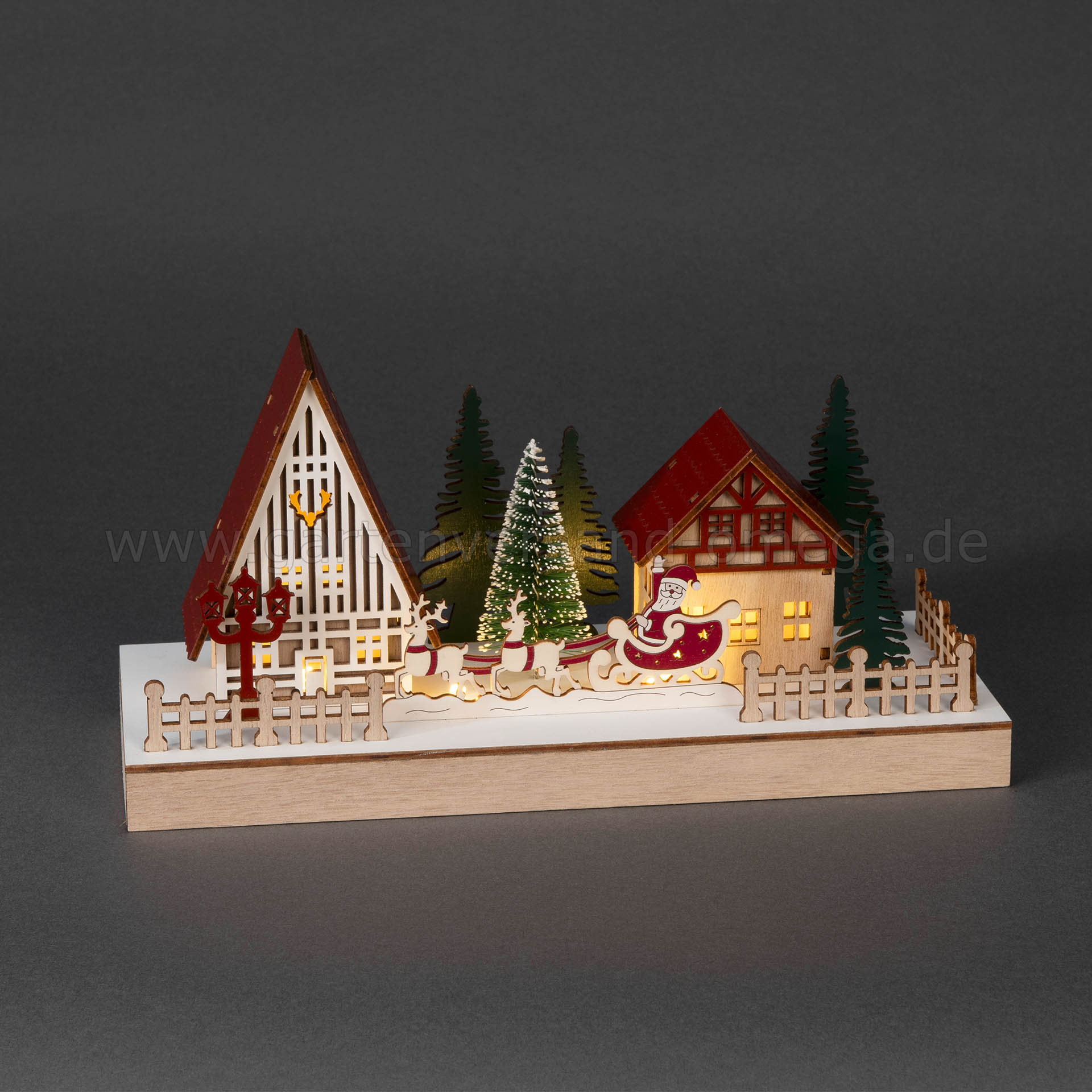 LED-Holzsilhouette Weihnachtsdorf
