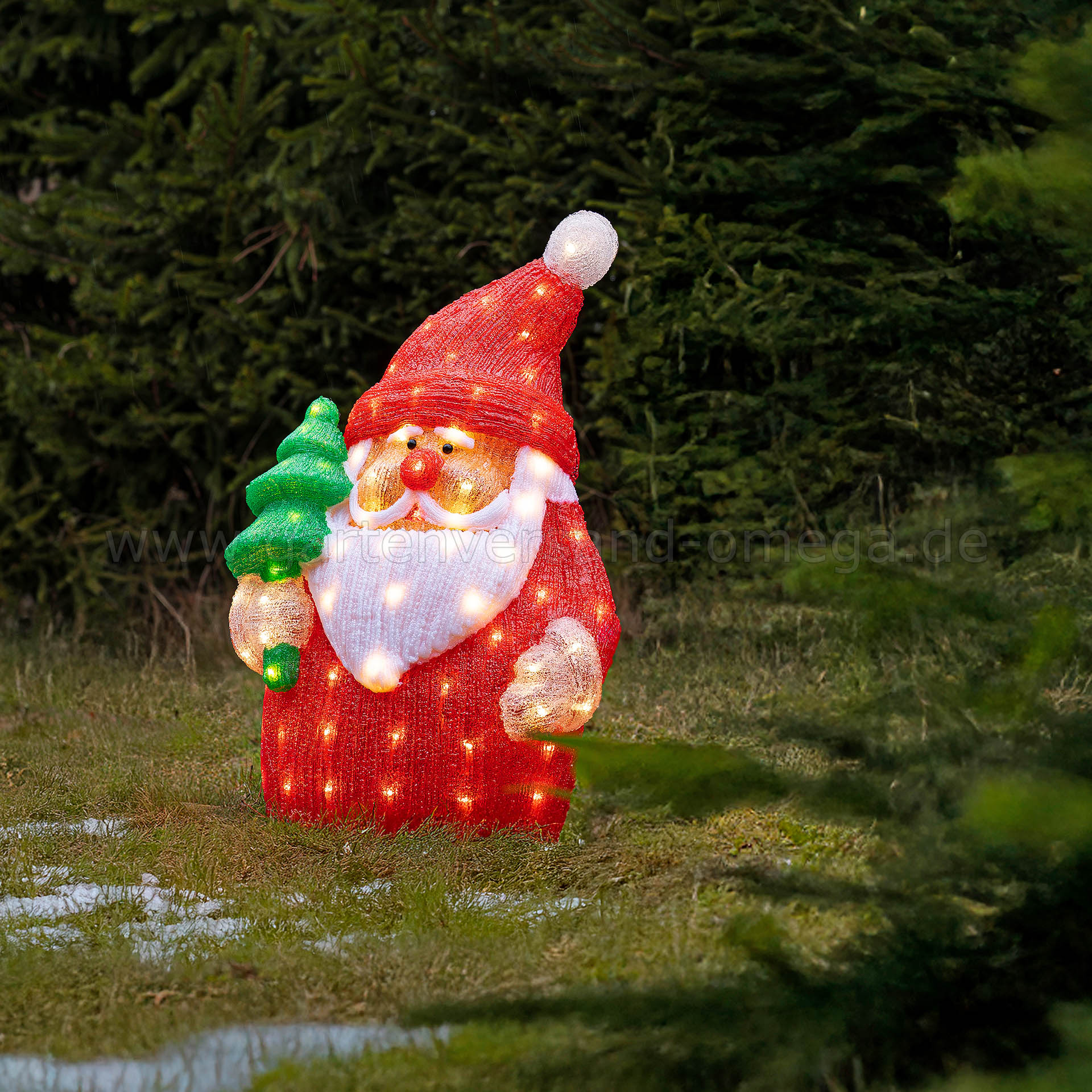 LED Acryl Weihnachtsmann 58cm flach für Außen - Weihnachtsmannfigur Garten Weihnachtsbeleuchtung