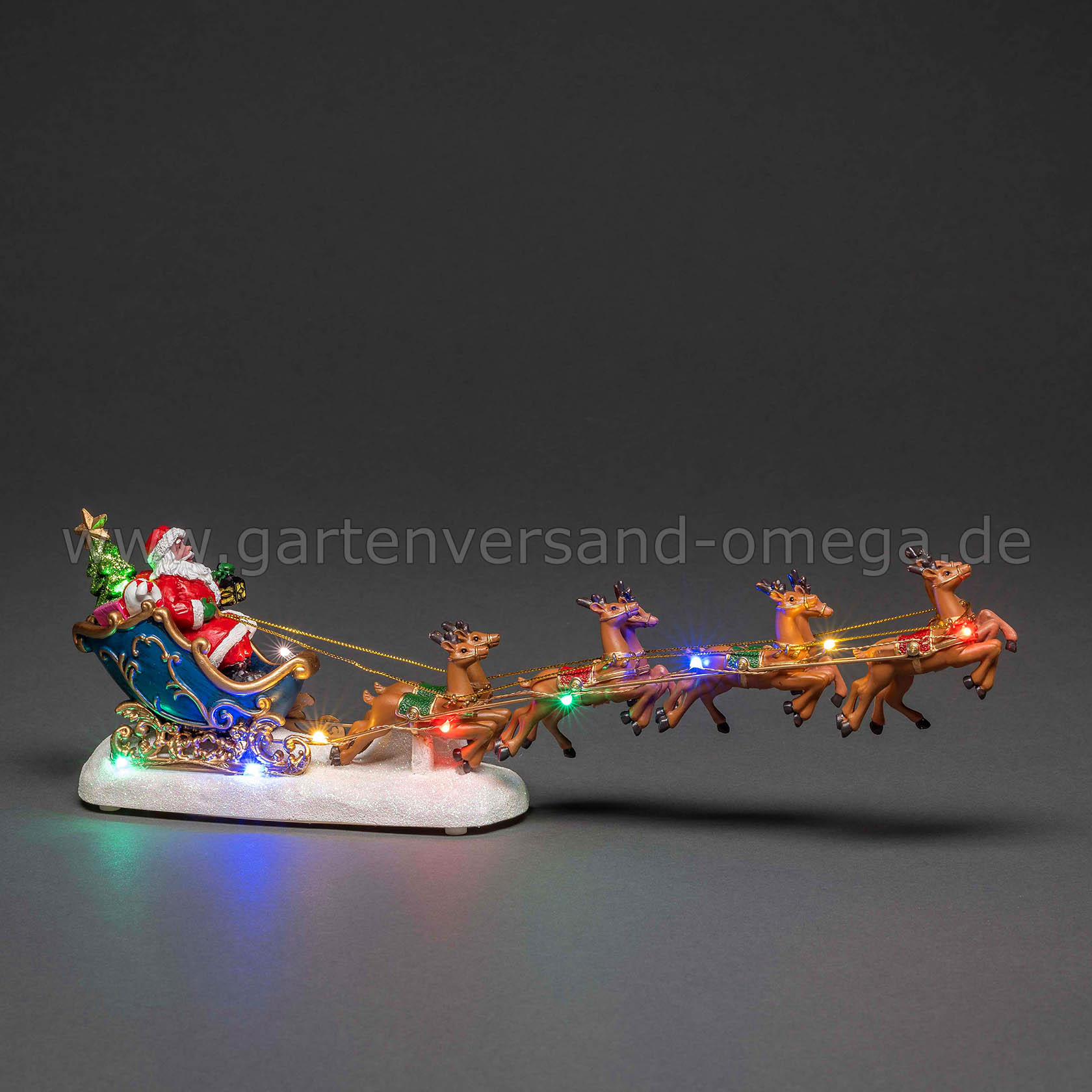LED-Weihnachtsdeko Weihnachtsmann mit Schlitten und Rentieren