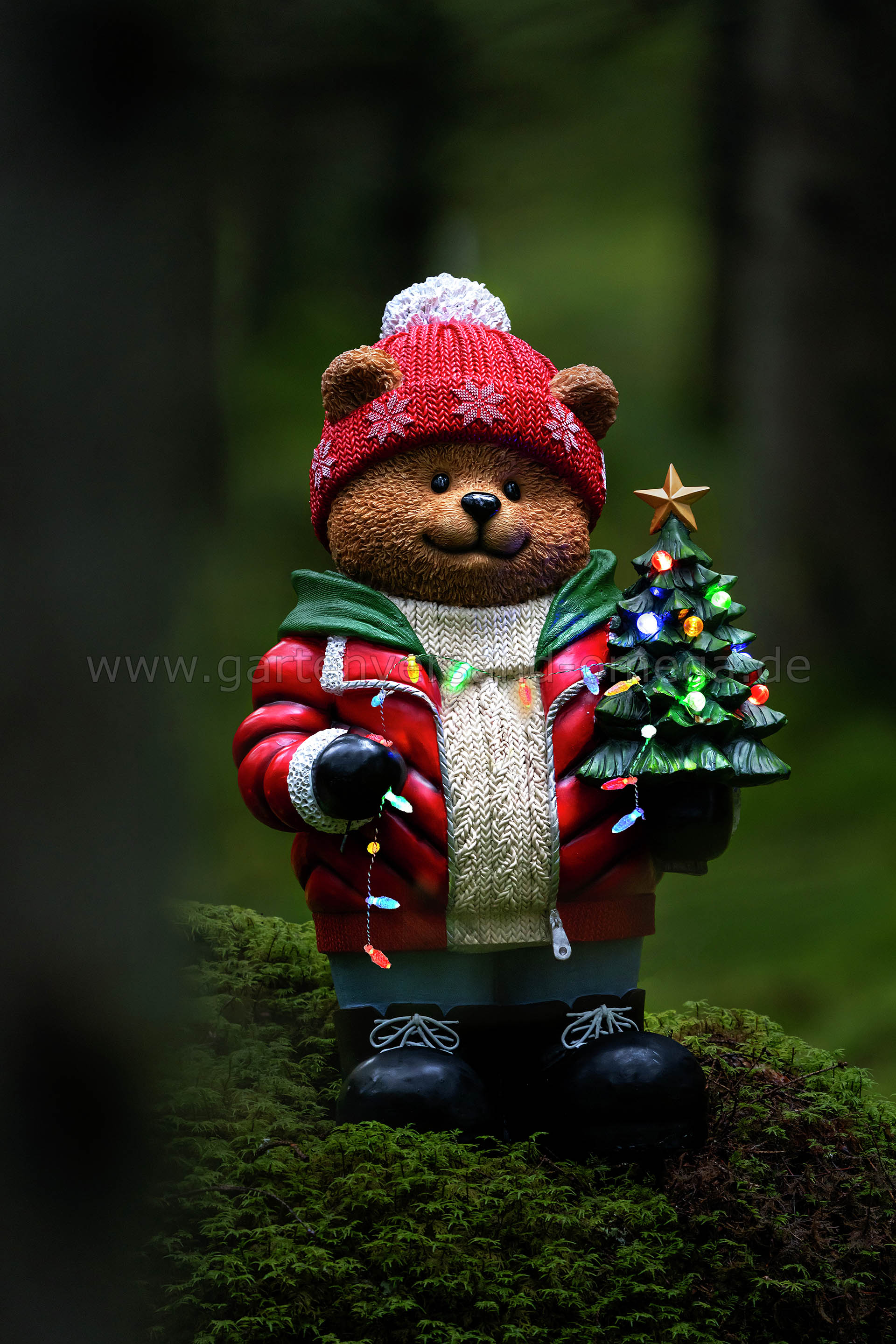 Die LED Garten-Leuchtfigur Teddybär 66cm im Einsatz