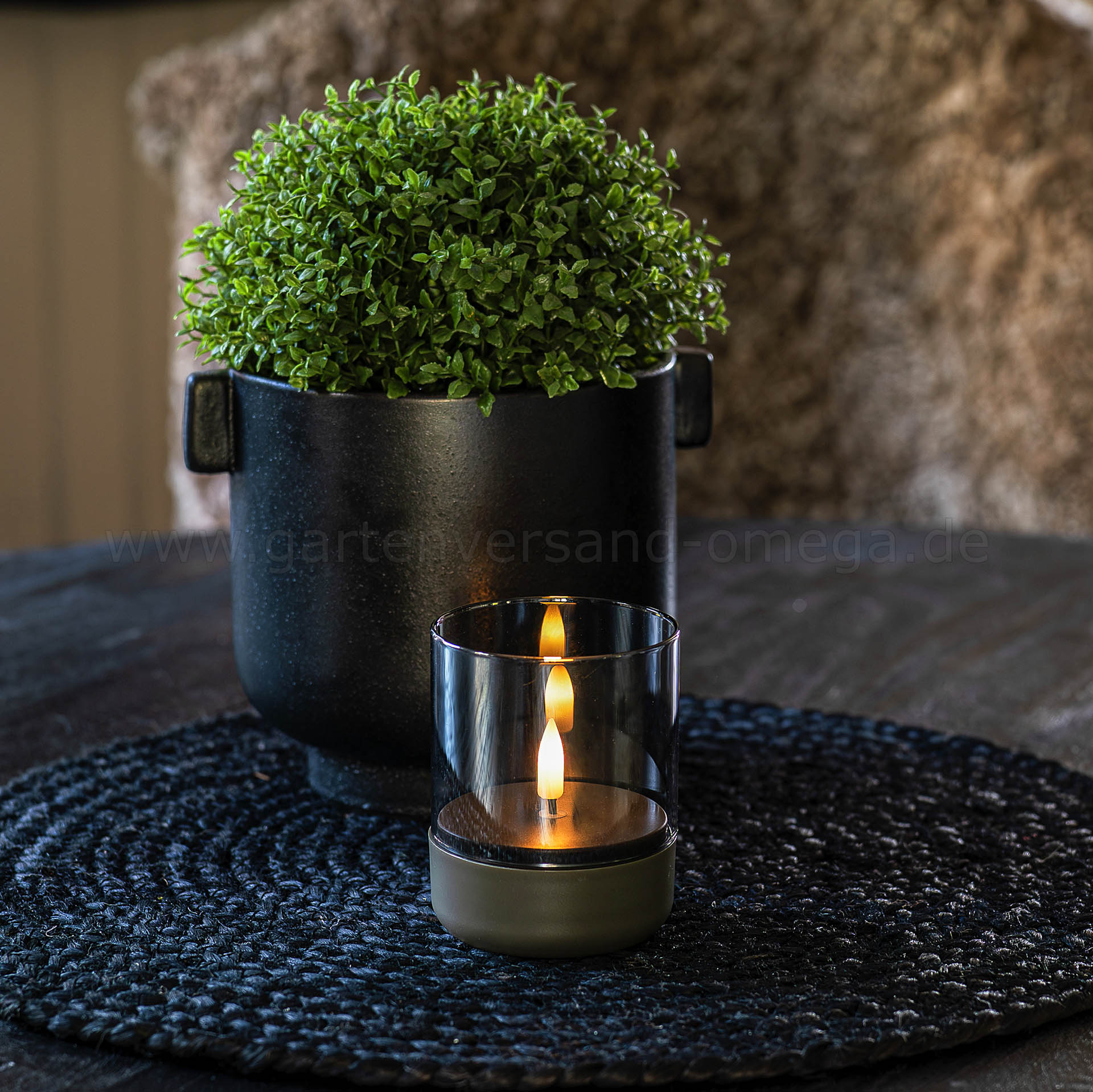 LED Kerze im Rauchglas Grau - Moderne Kerzenleuchte LED