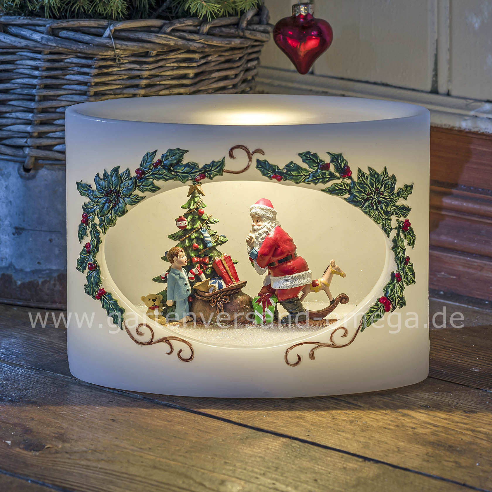 LED-Motivkerze Weihnachtsmann mit Kind