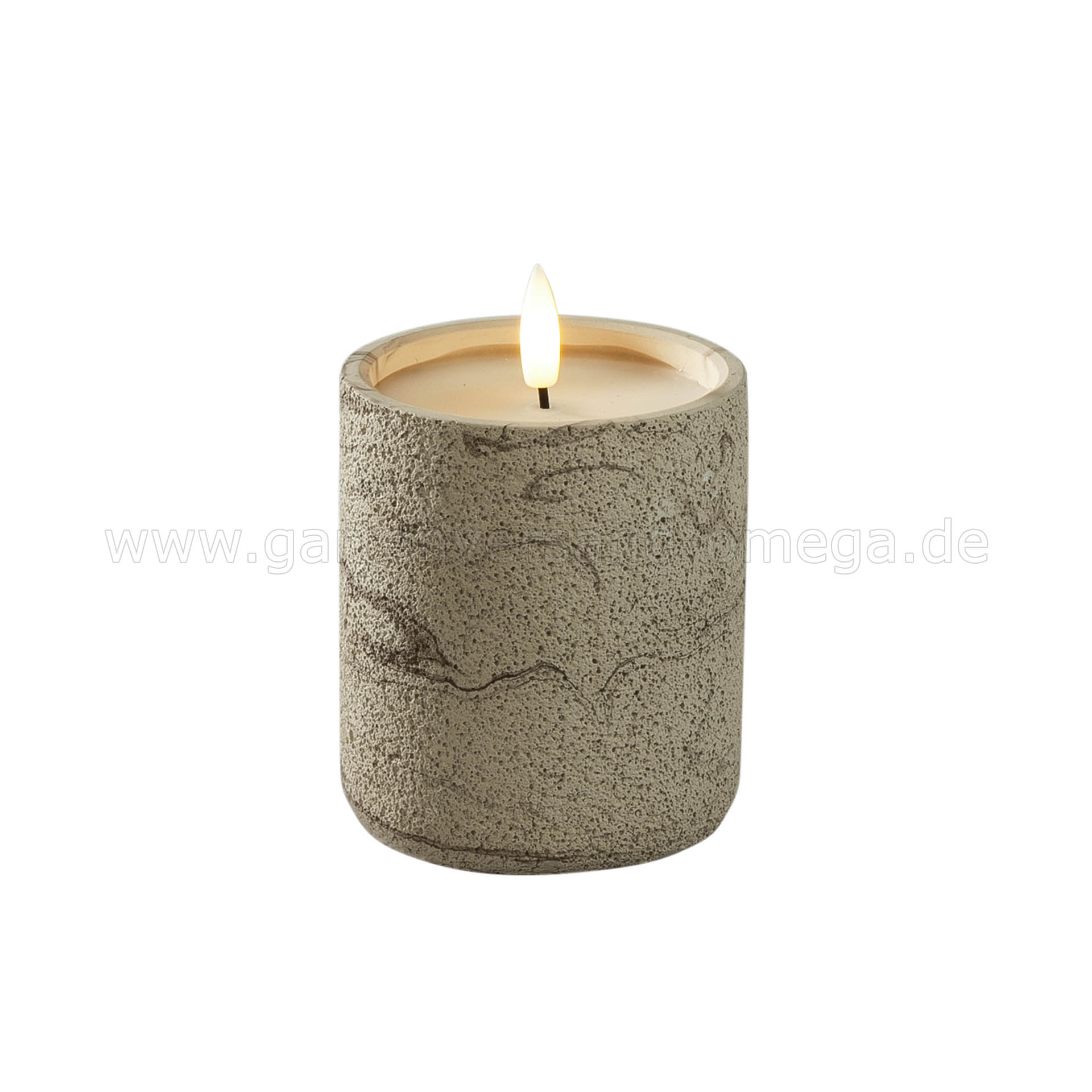LED Kerze Betonoptik Beige mit Timer 10cm