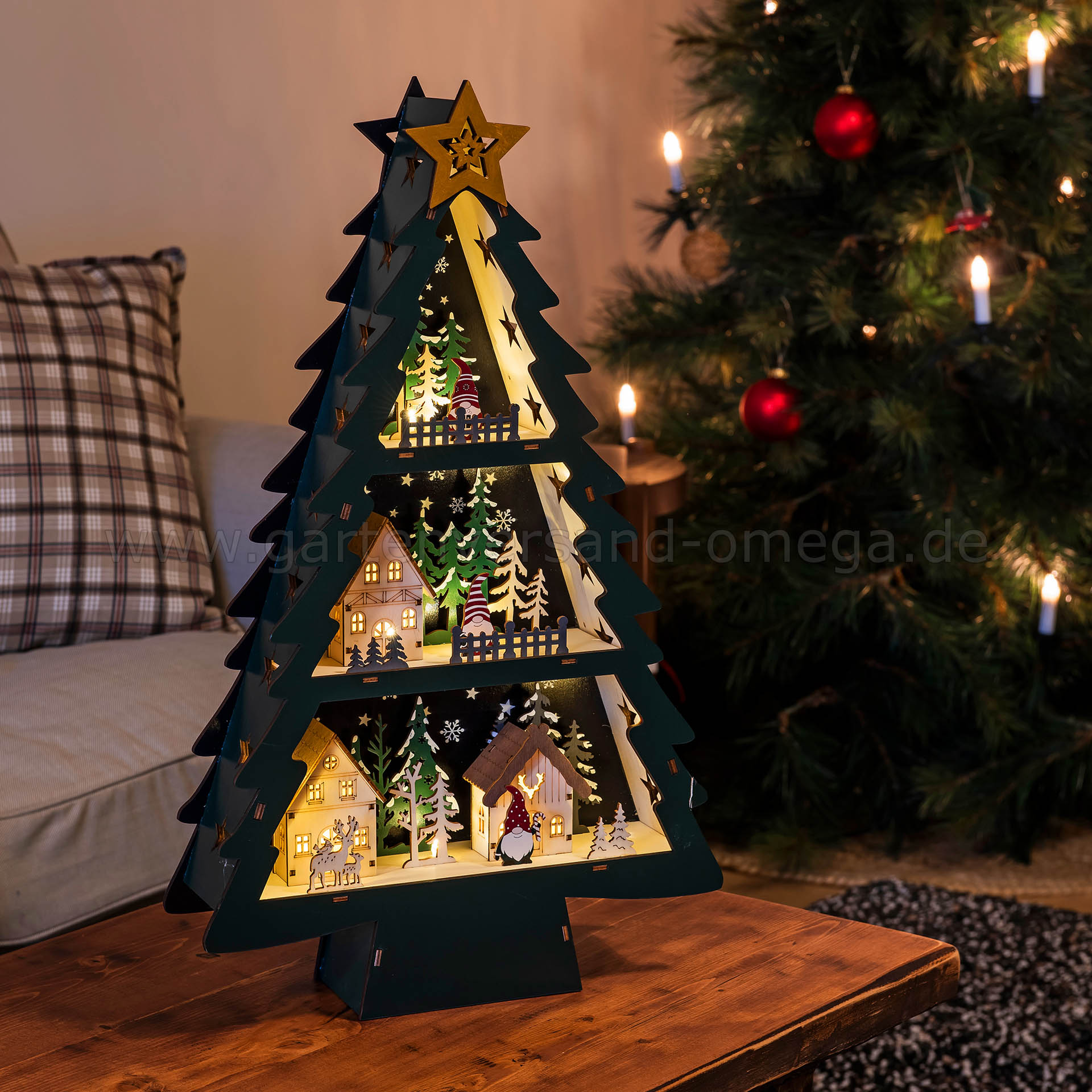 Anwendungsbeispiel LED Holzdekoration Weihnachtsbaum