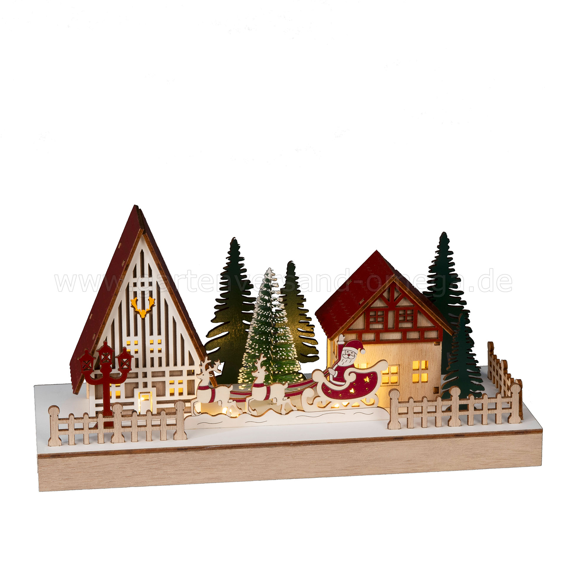 LED-Holzsilhouette Weihnachtsdorf