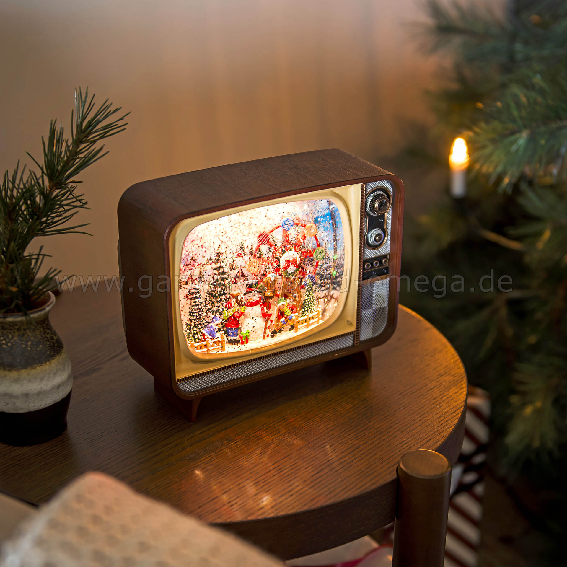 Anwendungsbeispiel Wassergefüllte LED-Dekoration Fernseher Schneemann